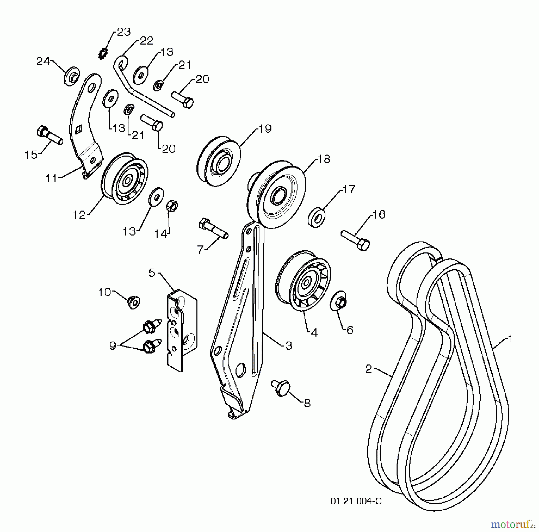 Jonsered Schneefräsen ST 2111 E - Jonsered Snow Thrower (2009-08) CHASSIS ENGINE PULLEYS #1