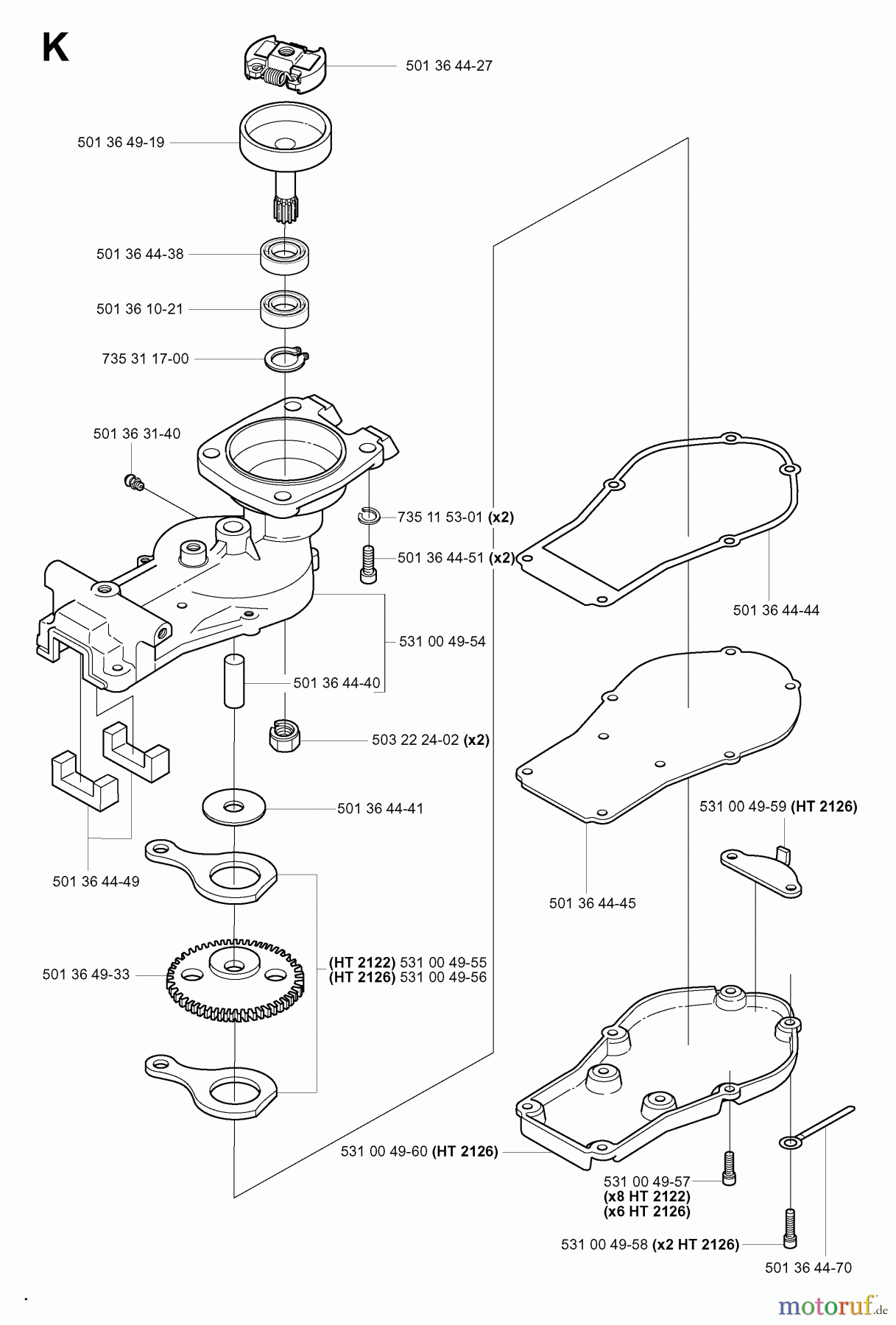 Jonsered Heckenscheren HT2126 PRO TWIST - Jonsered Hedge Trimmer (2000-03) GEAR HOUSING