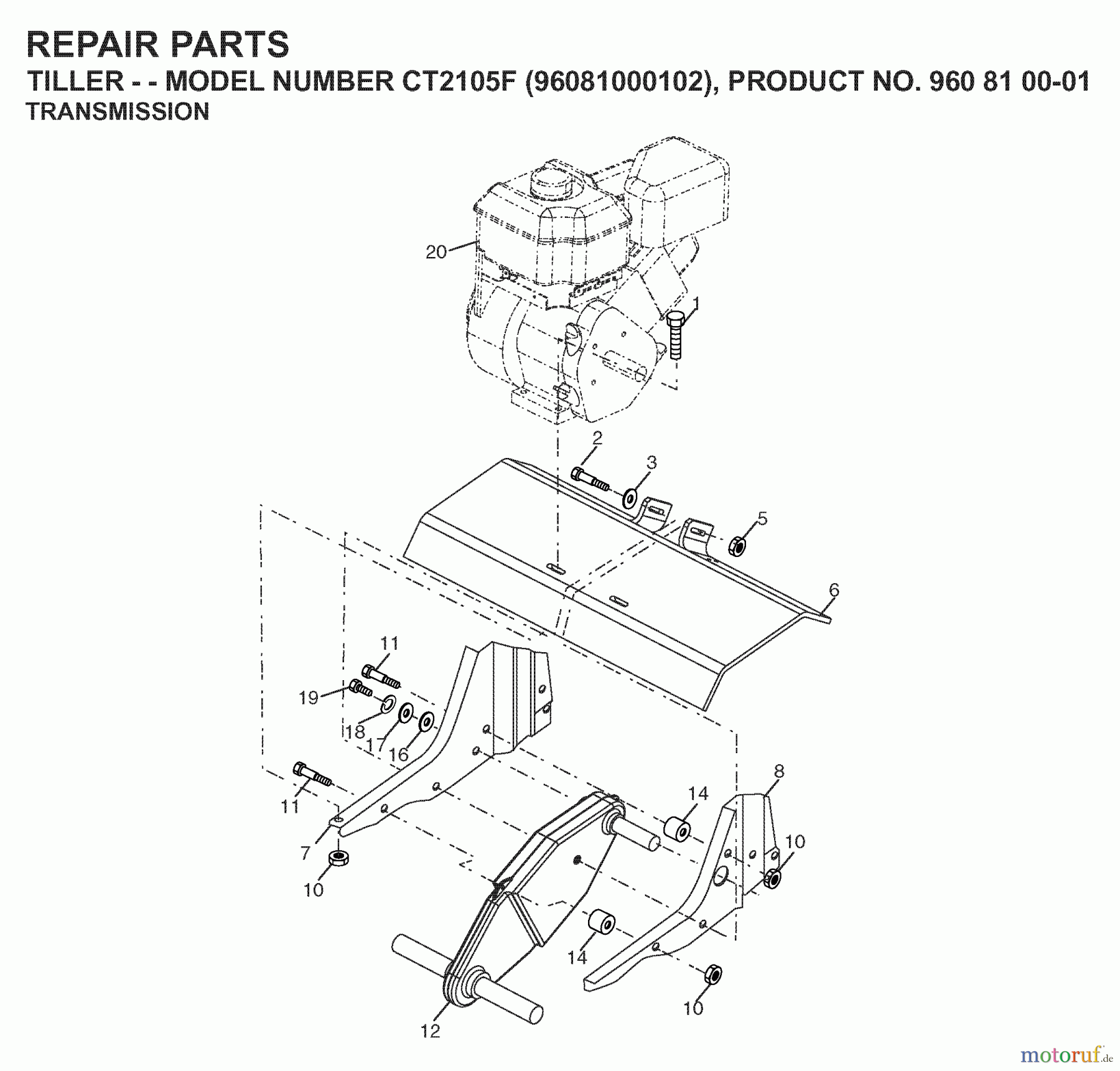 Jonsered Motorhacken / Kultivierer CT2105F (96081000102) - Jonsered Cultivator (2008-07) TRANSMISSION