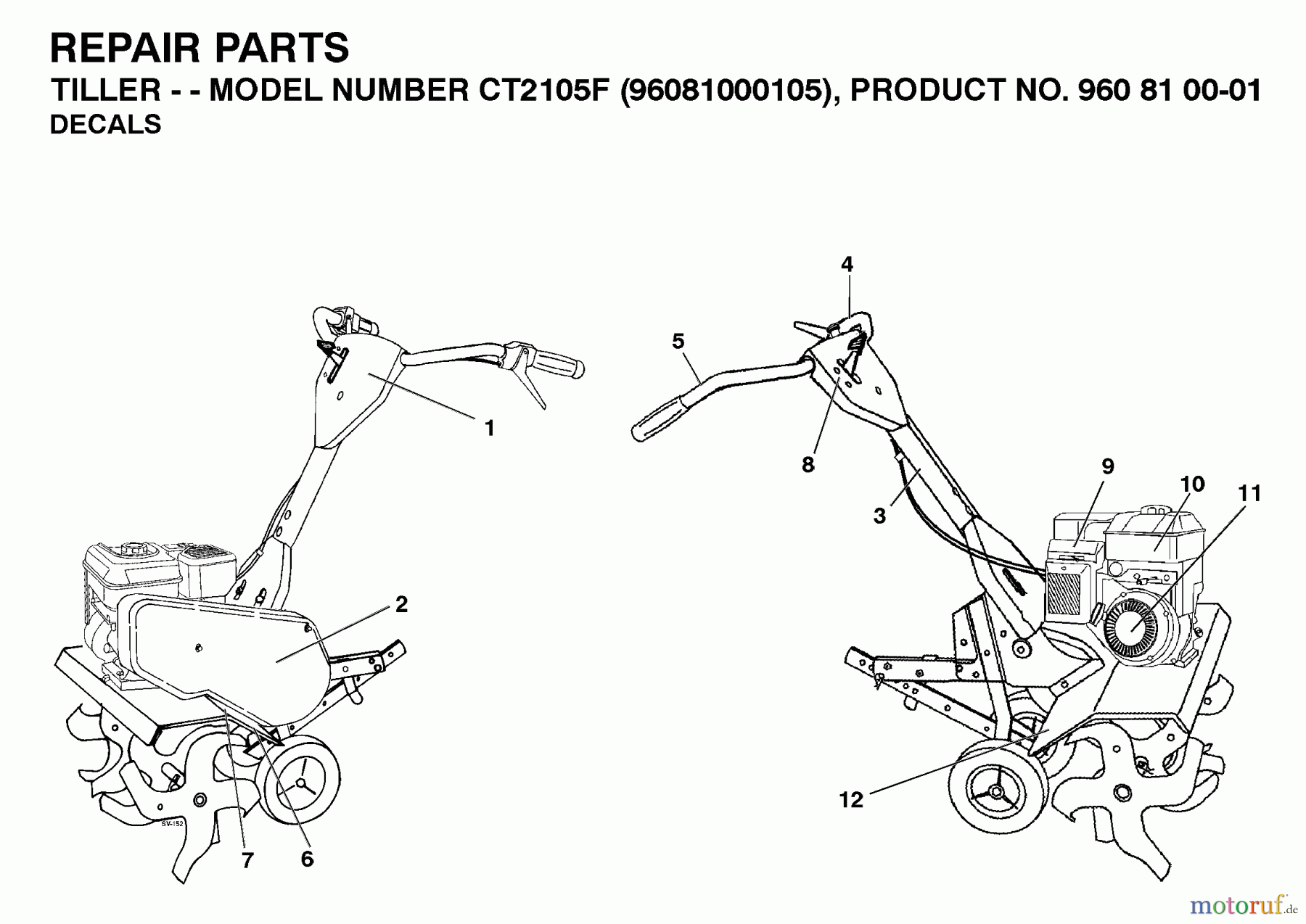 Jonsered Motorhacken / Kultivierer CT2105F (96081000105) - Jonsered Cultivator (2009-01) DECALS