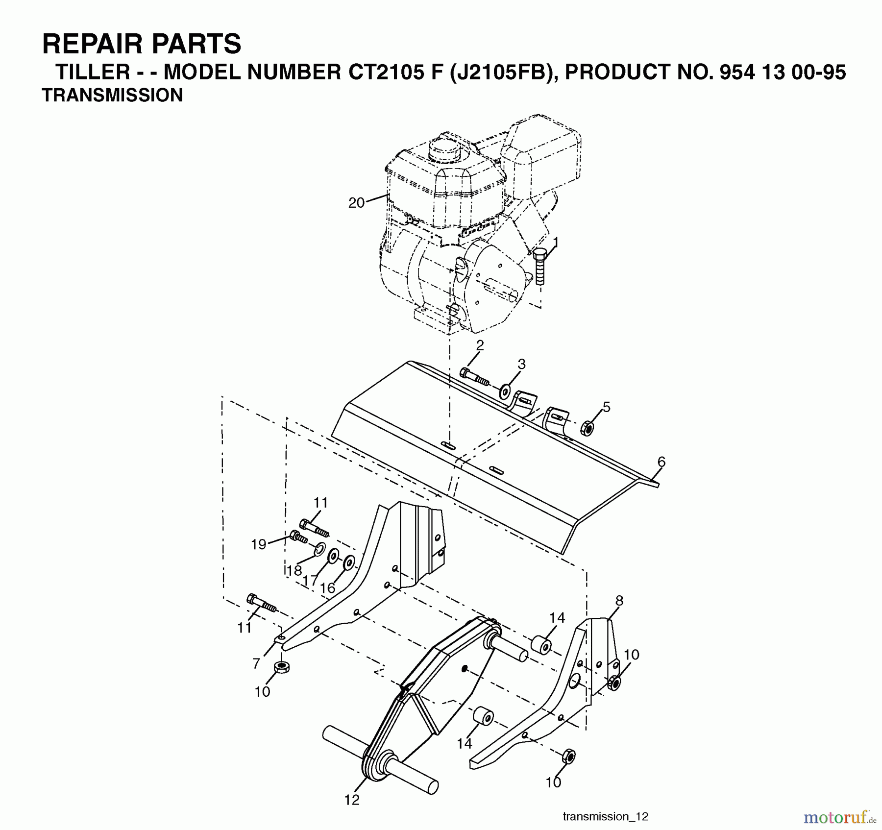  Jonsered Motorhacken / Kultivierer CT2105F (J2105FB, 954130095) - Jonsered Cultivator (2004-01) TRANSMISSION