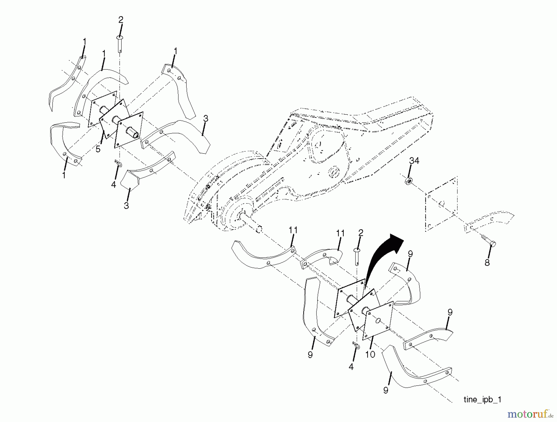 Jonsered Motorhacken / Kultivierer CT2105R (96091000105) - Jonsered Cultivator (2009-01) TINE ASSEMBLY