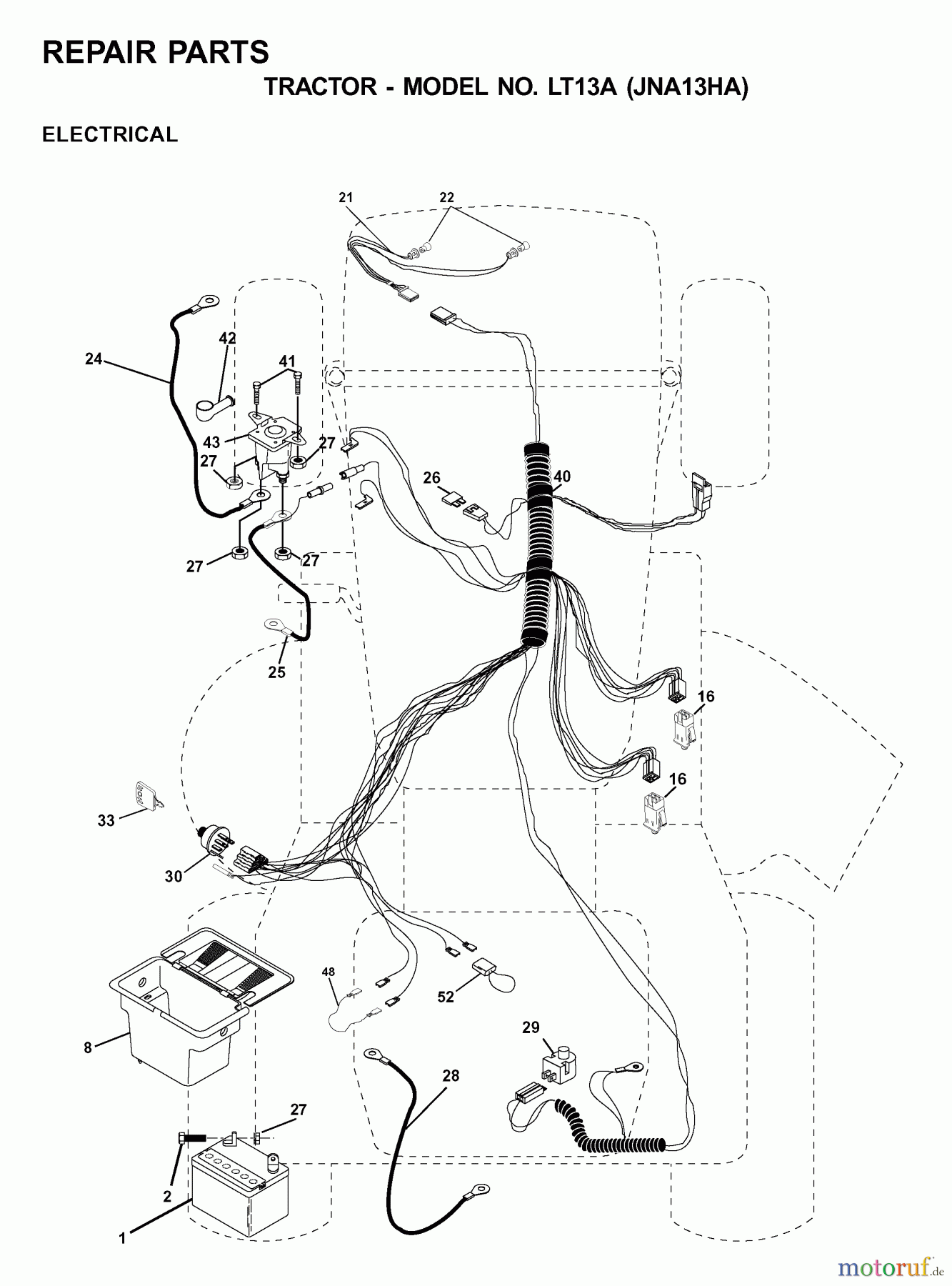 Jonsered Rasen und Garten Traktoren LT13A (JNA13HA) - Jonsered Lawn & Garden Tractor (2001-05) ELECTRICAL