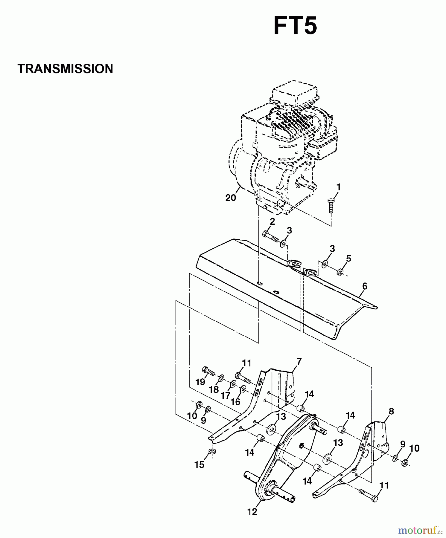 Jonsered Motorhacken / Kultivierer RT5 - Jonsered Rear-Tine Tiller (1998-04) TRANSMISSION #2