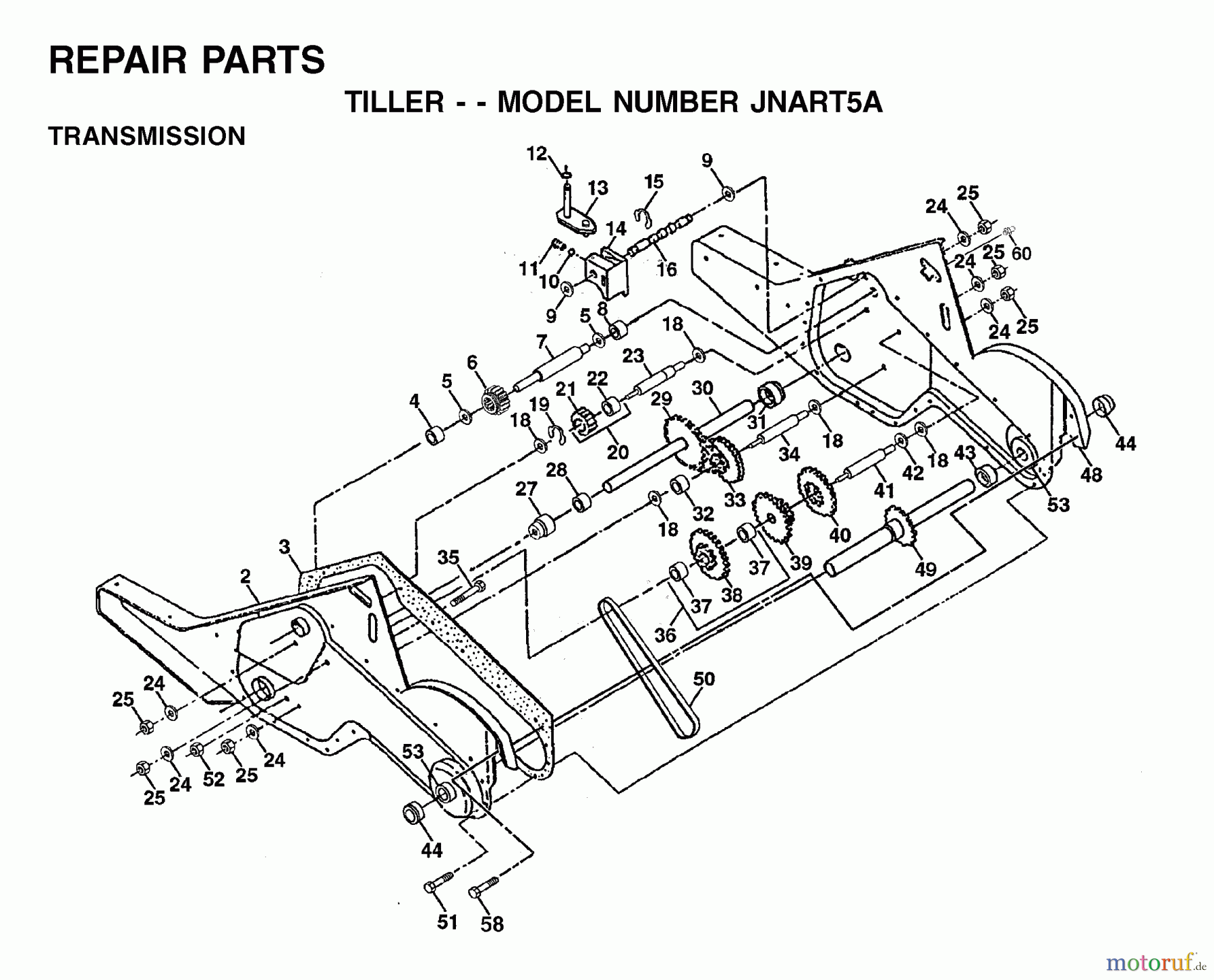  Jonsered Motorhacken / Kultivierer RT5 (JNART5A) - Jonsered Rear-Tine Tiller (2003-01) TRANSMISSION