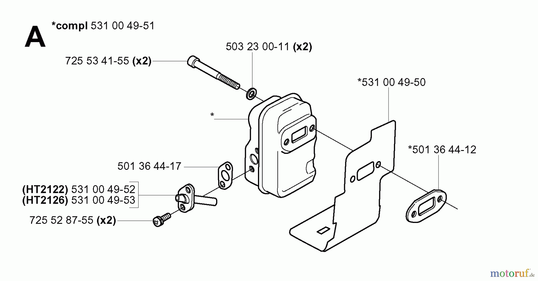 Jonsered Heckenscheren HT2126 PRO TWIST - Jonsered Hedge Trimmer (2000-03) MUFFLER