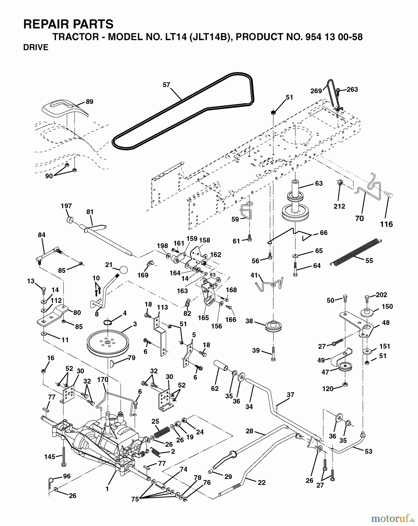  Jonsered Rasen  und Garten Traktoren LT14 (JLT14B, 954130058) - Jonsered Lawn & Garden Tractor (2003-01) DRIVE