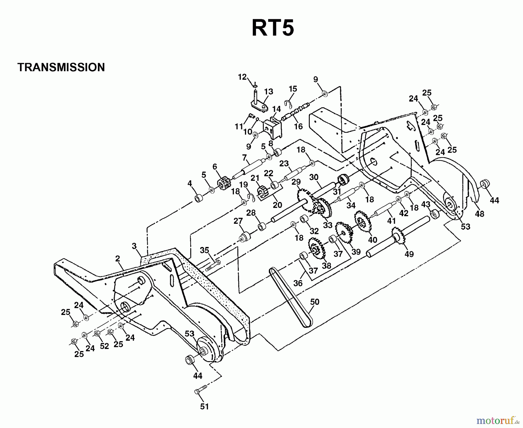 Jonsered Motorhacken / Kultivierer RT5 - Jonsered Rear-Tine Tiller (1998-04) TRANSMISSION #1