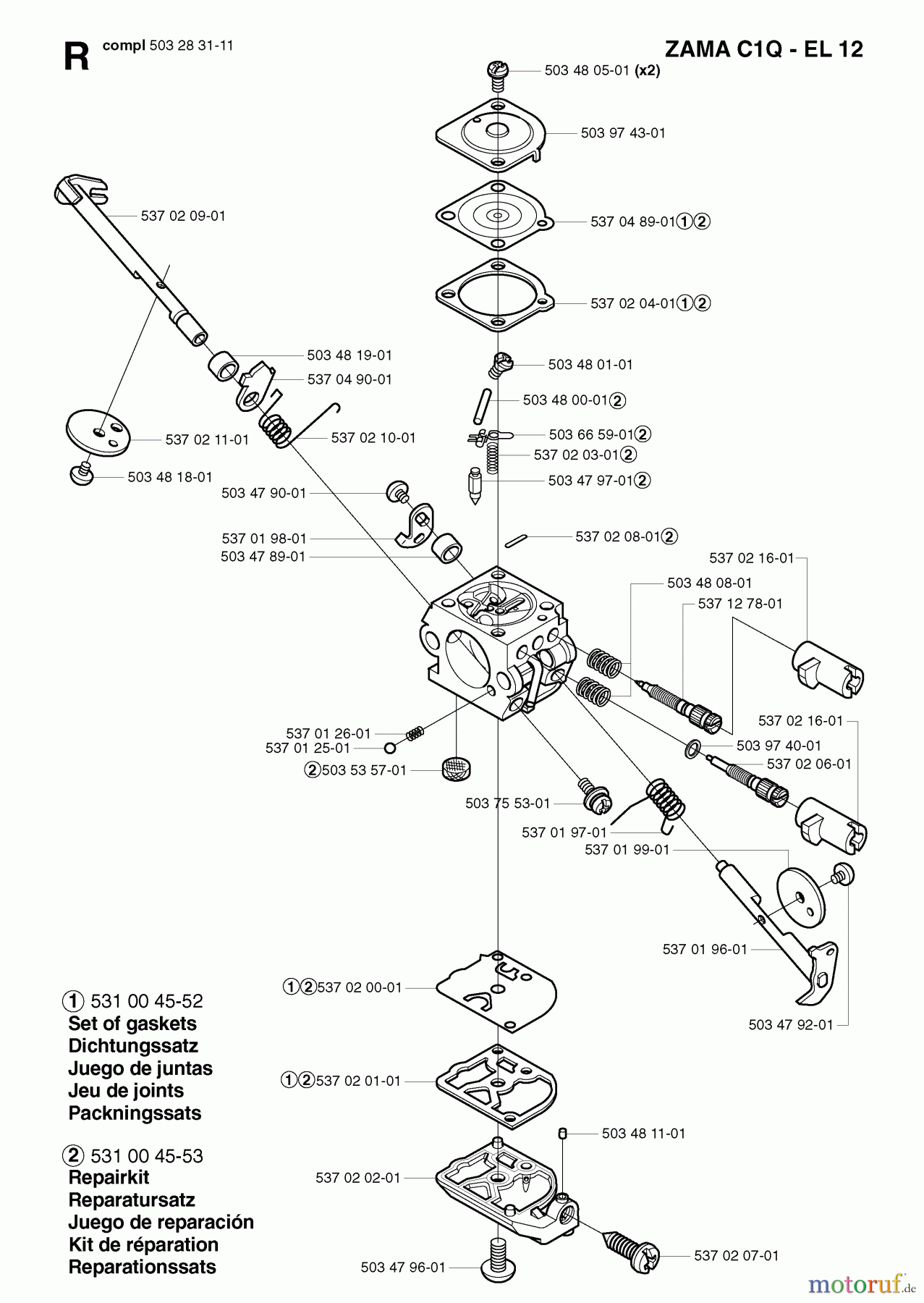 Jonsered Motorsensen, Trimmer GC2125 - Jonsered String/Brush Trimmer (2003-03) CARBURETOR DETAILS