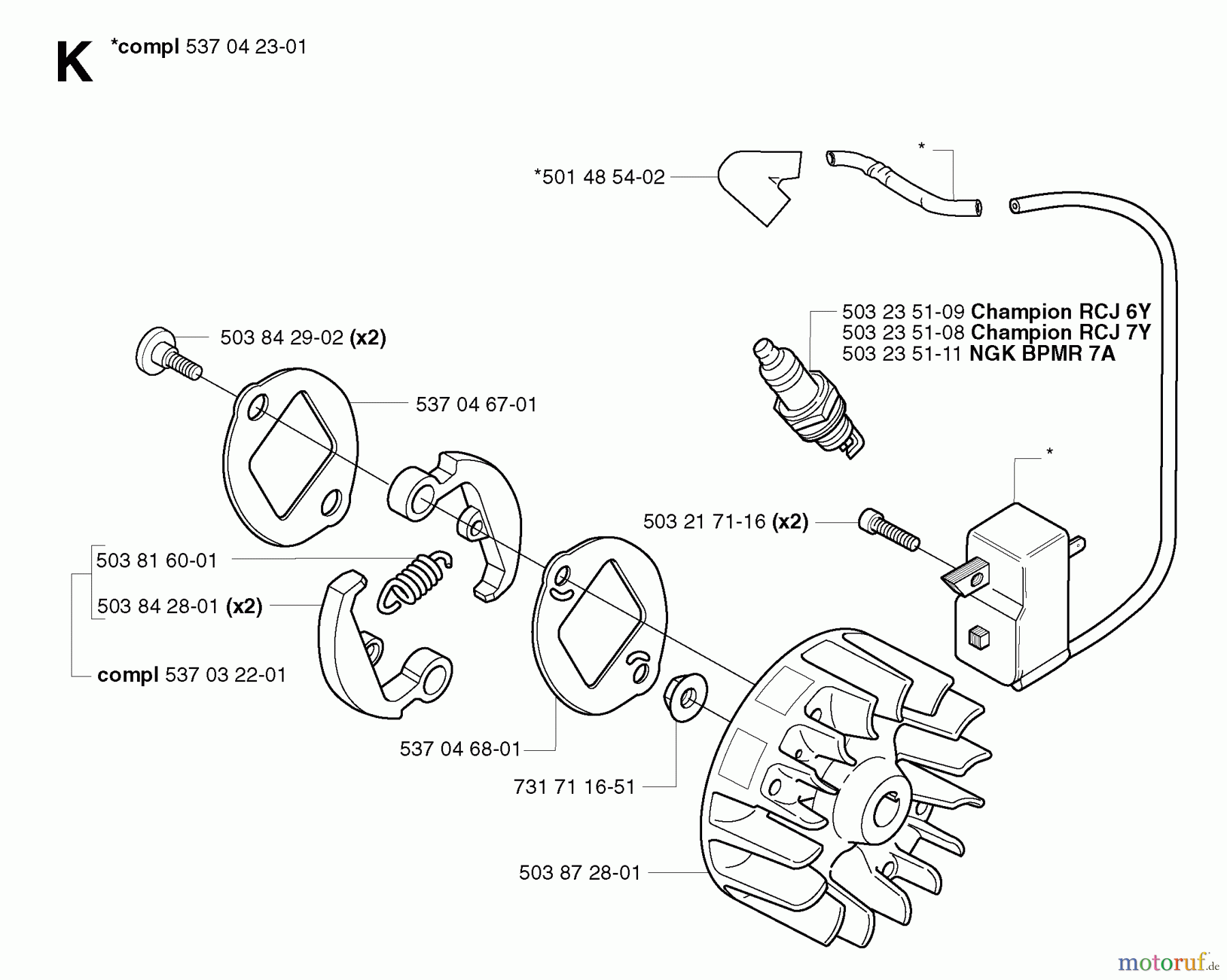 Jonsered Motorsensen, Trimmer BC2125 - Jonsered Brushcutter (2003-03) IGNITION SYSTEM CLUTCH