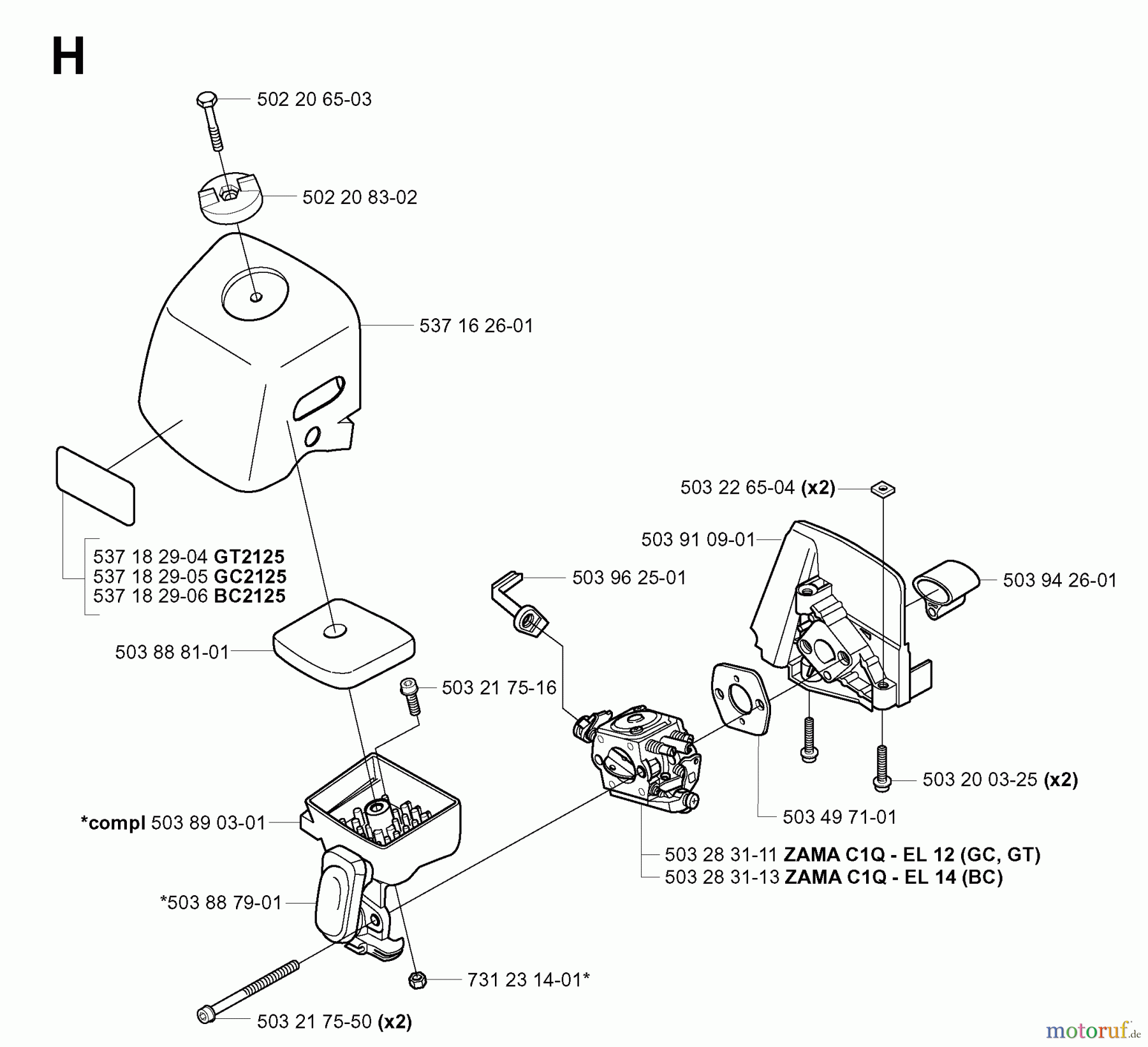 Jonsered Motorsensen, Trimmer GT2125 - Jonsered String/Brush Trimmer (2004-01) CARBURETOR AIR FILTER