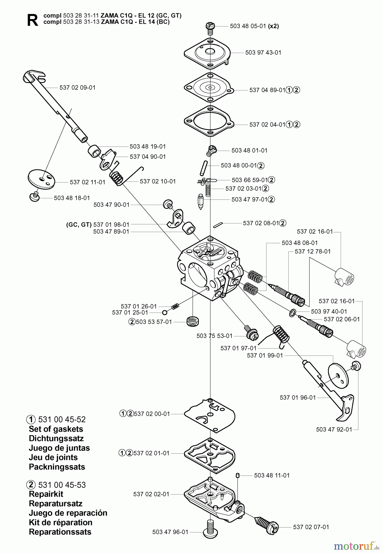 Jonsered Motorsensen, Trimmer GC2125 - Jonsered String/Brush Trimmer (2004-01) CARBURETOR DETAILS