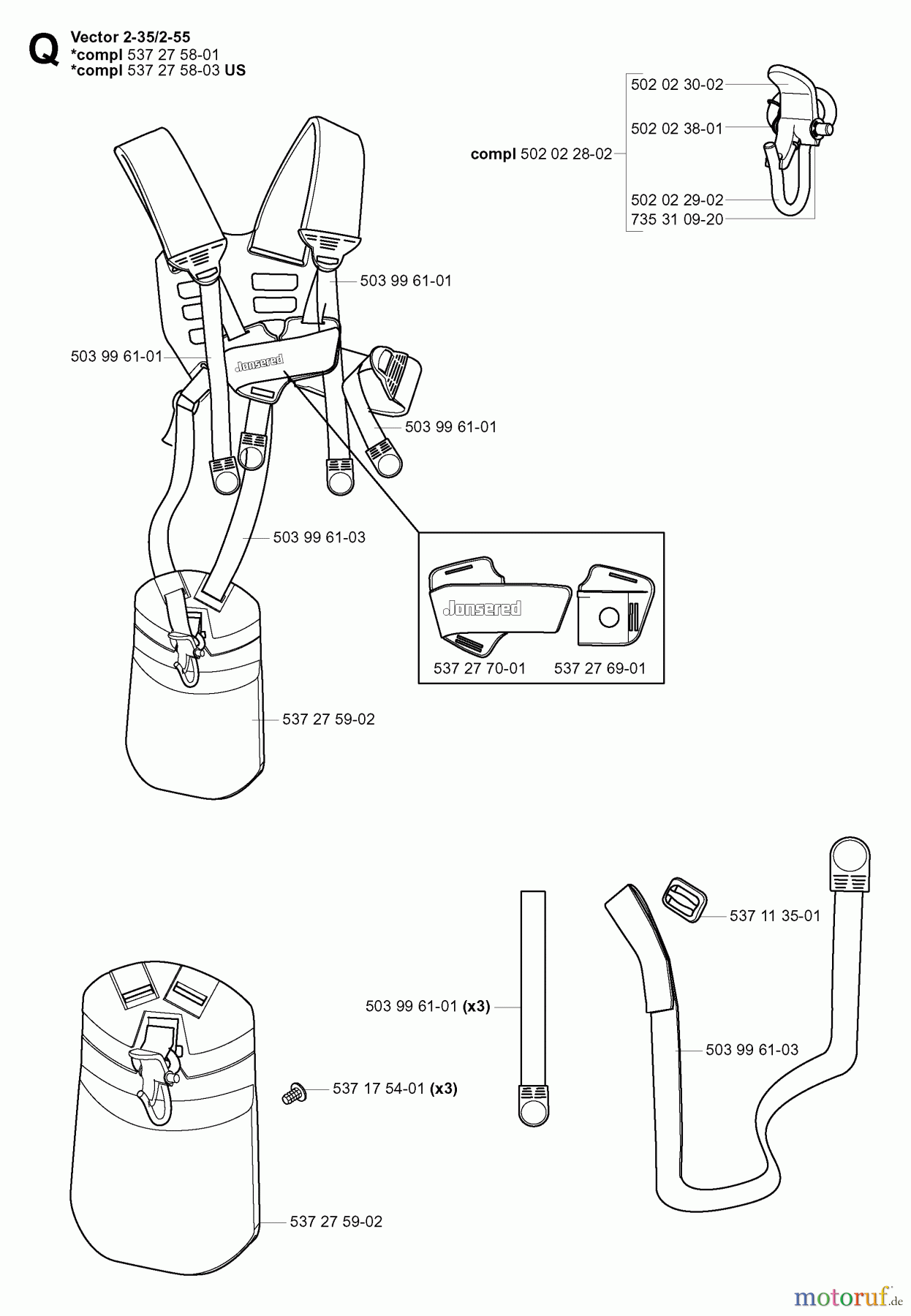 Jonsered Motorsensen, Trimmer BC2125 - Jonsered Brushcutter (2004-01) HARNESS