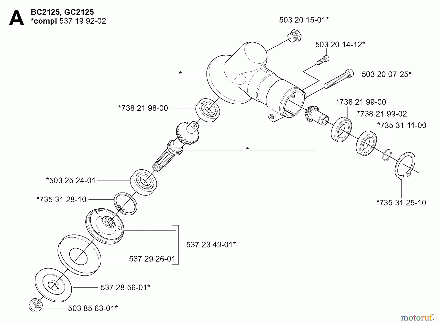 Jonsered Motorsensen, Trimmer BC2125 - Jonsered Brushcutter (2004-01) STEERING COLUMN #1