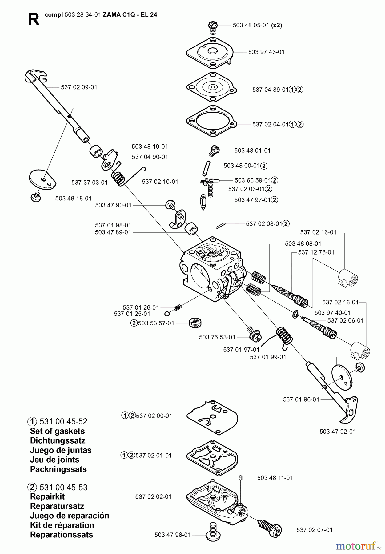 Jonsered Motorsensen, Trimmer GC2125 - Jonsered String/Brush Trimmer (2005-01) CARBURETOR DETAILS