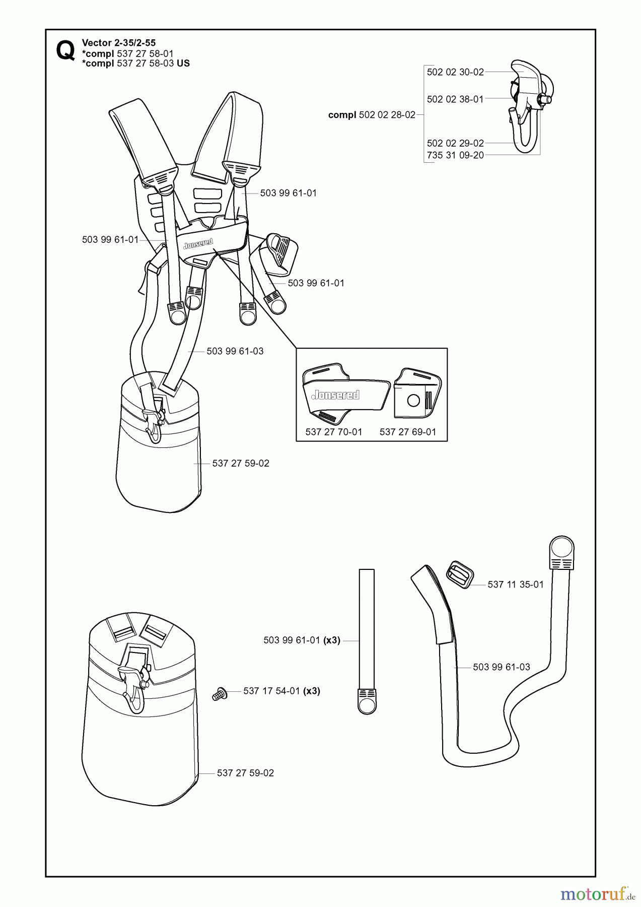 Jonsered Motorsensen, Trimmer BC2125 - Jonsered Brushcutter (2005-01) HARNESS