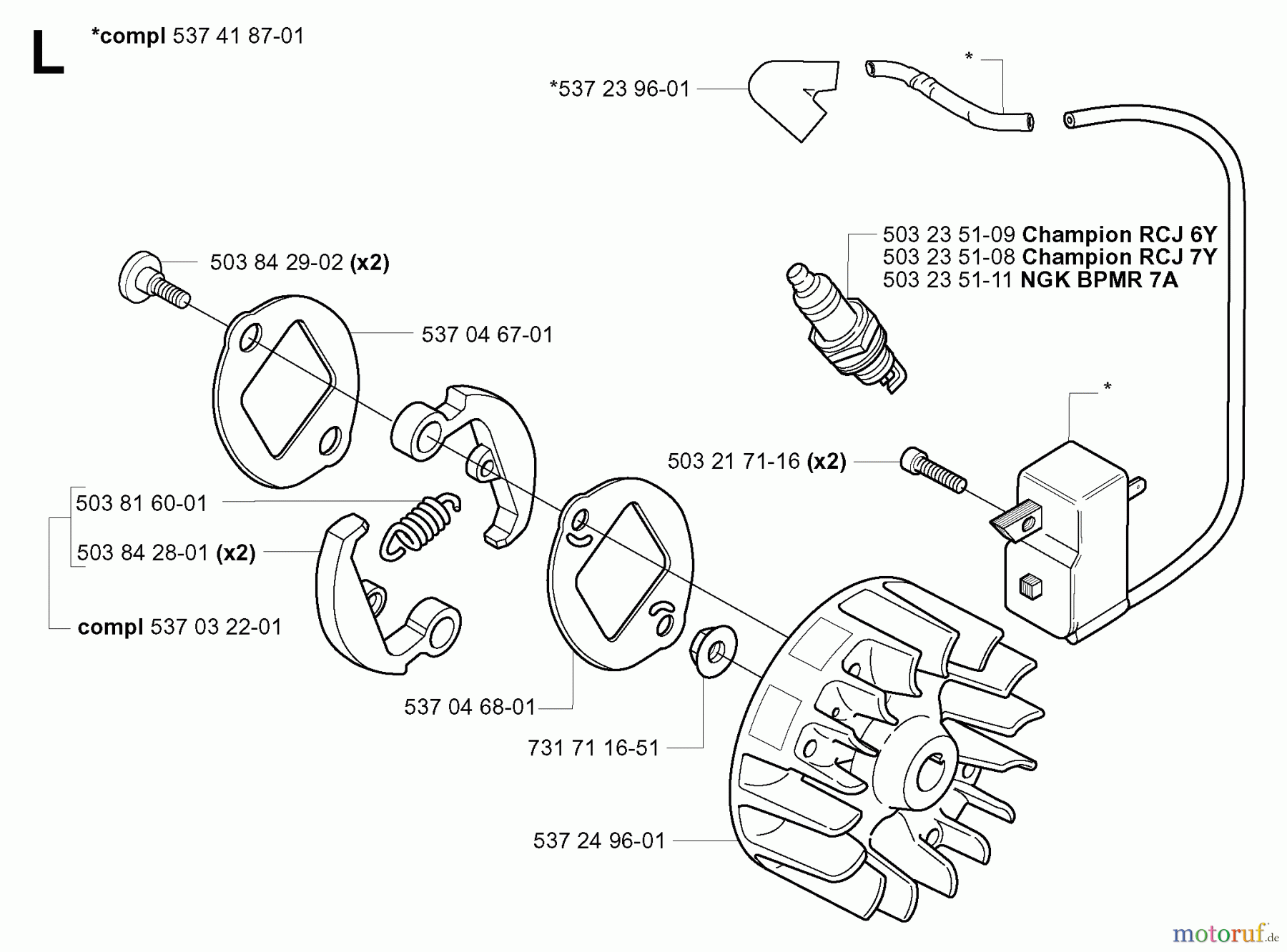Jonsered Motorsensen, Trimmer BC2125 - Jonsered Brushcutter (2005-01) IGNITION SYSTEM CLUTCH