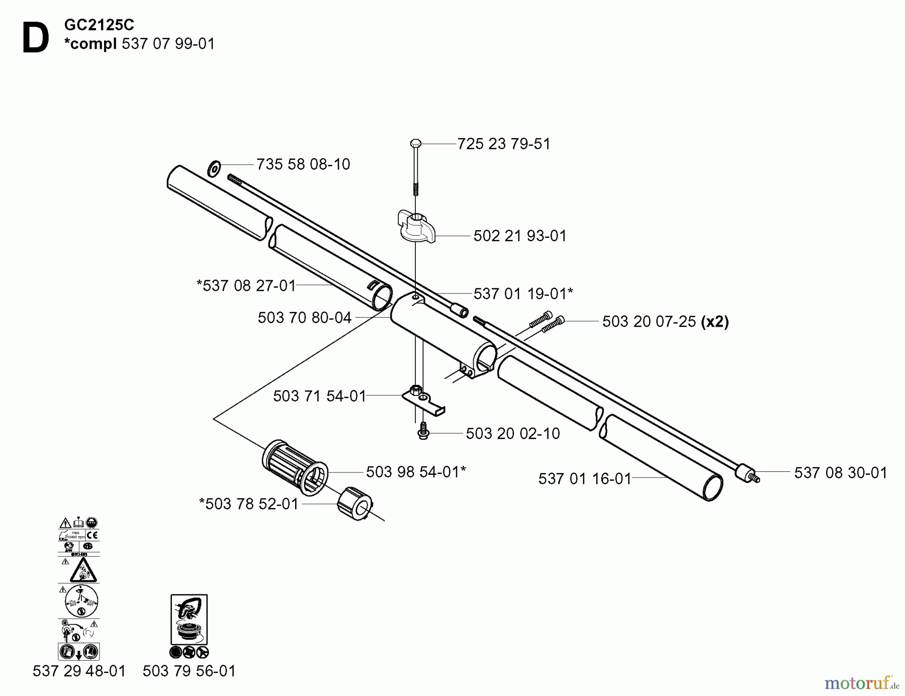 Jonsered Motorsensen, Trimmer BC2125 - Jonsered Brushcutter (2005-01) SHAFT