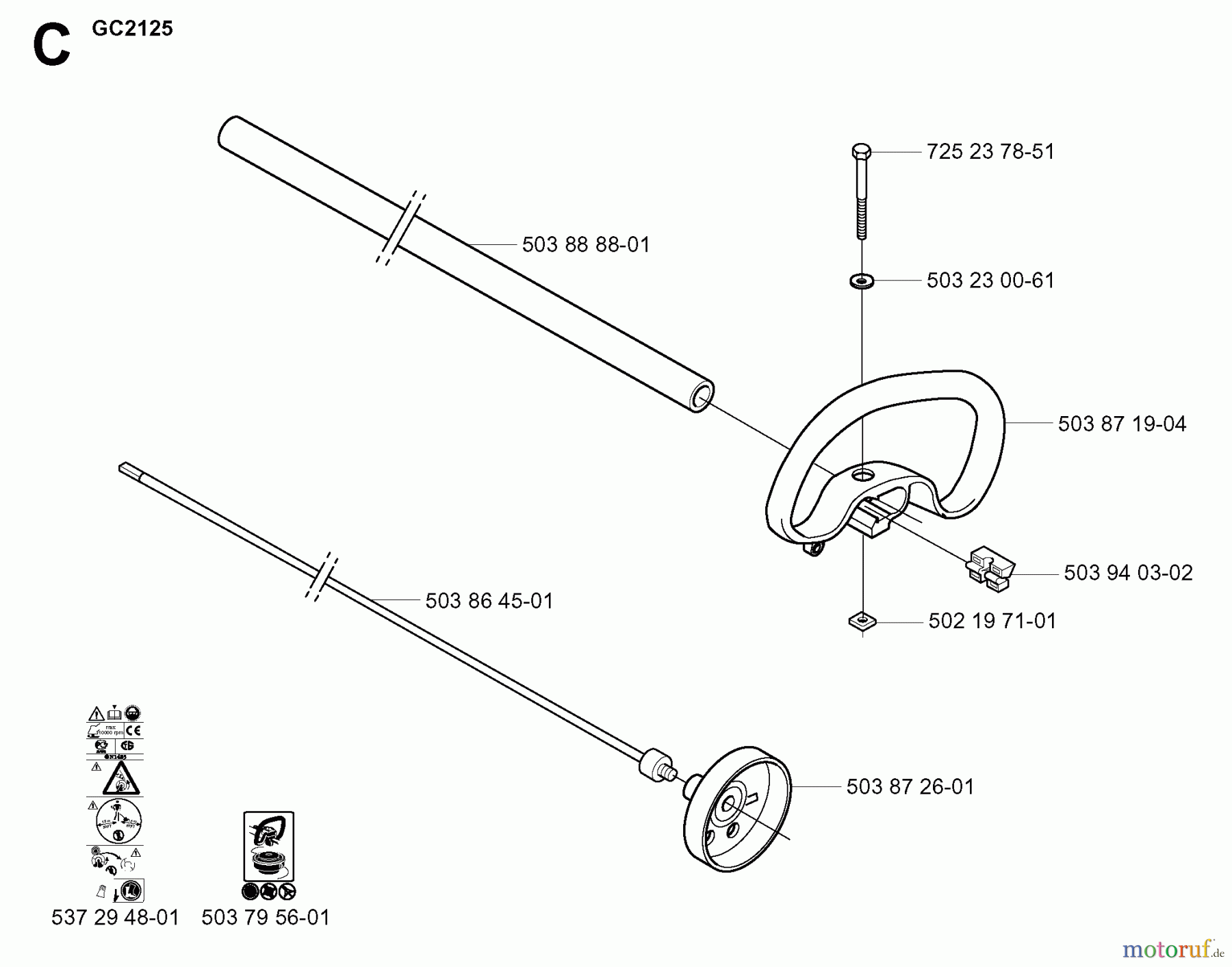 Jonsered Motorsensen, Trimmer GC2125 - Jonsered String/Brush Trimmer (2005-01) SHAFT HANDLE #2