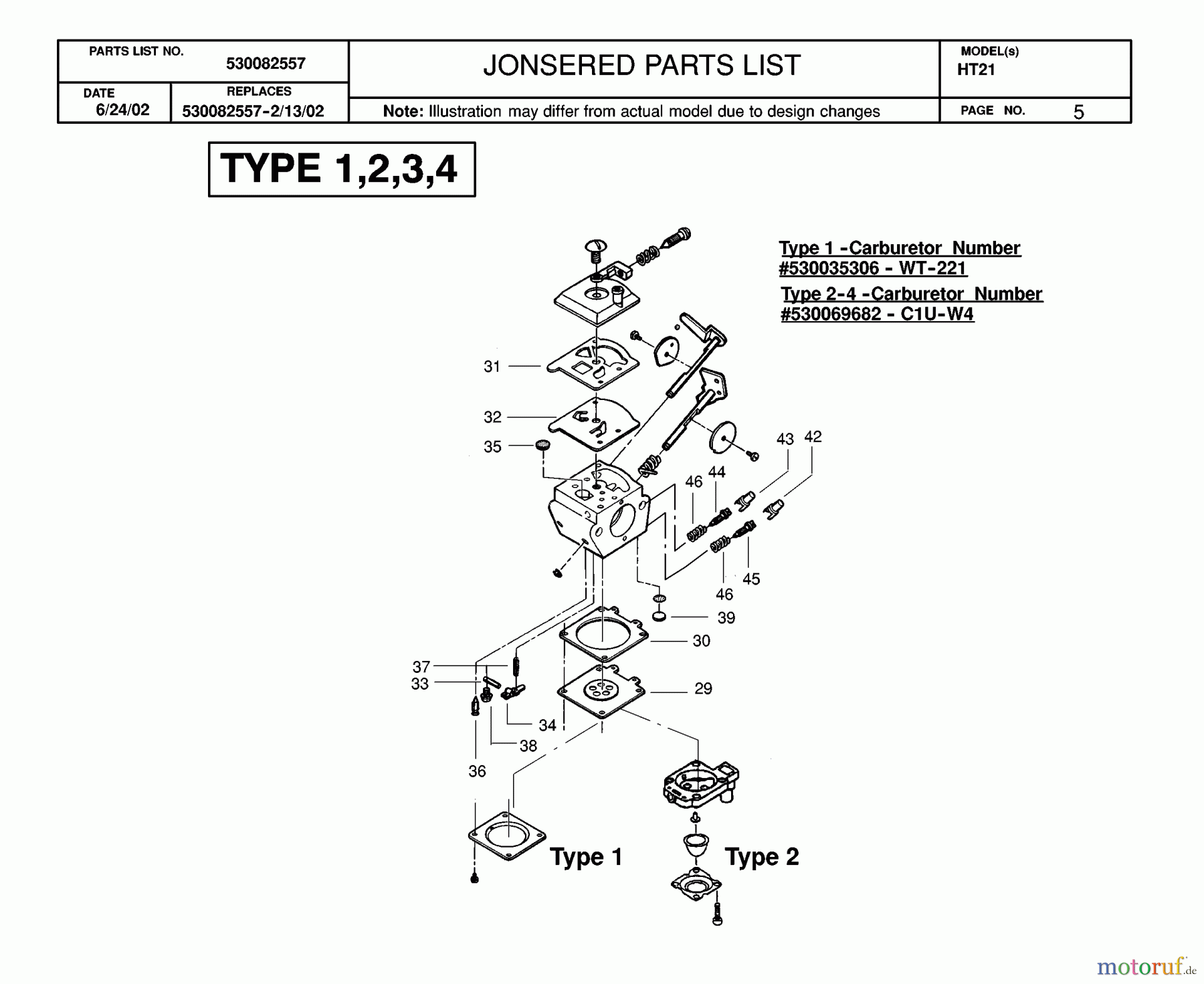 Jonsered Heckenscheren HT21 - Jonsered Hedge Trimmer (2003-01) CARBURETOR DETAILS #1