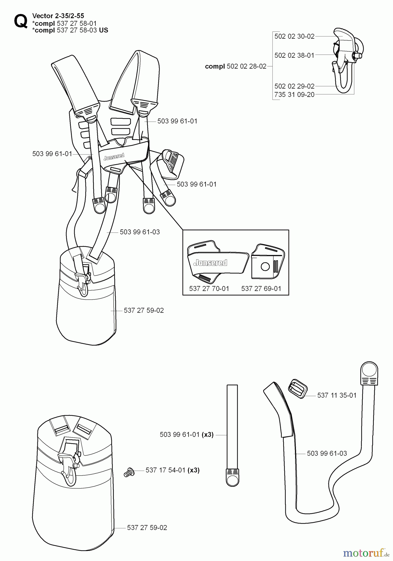 Jonsered Motorsensen, Trimmer GT2125 - Jonsered String/Brush Trimmer (2008-09) HARNESS