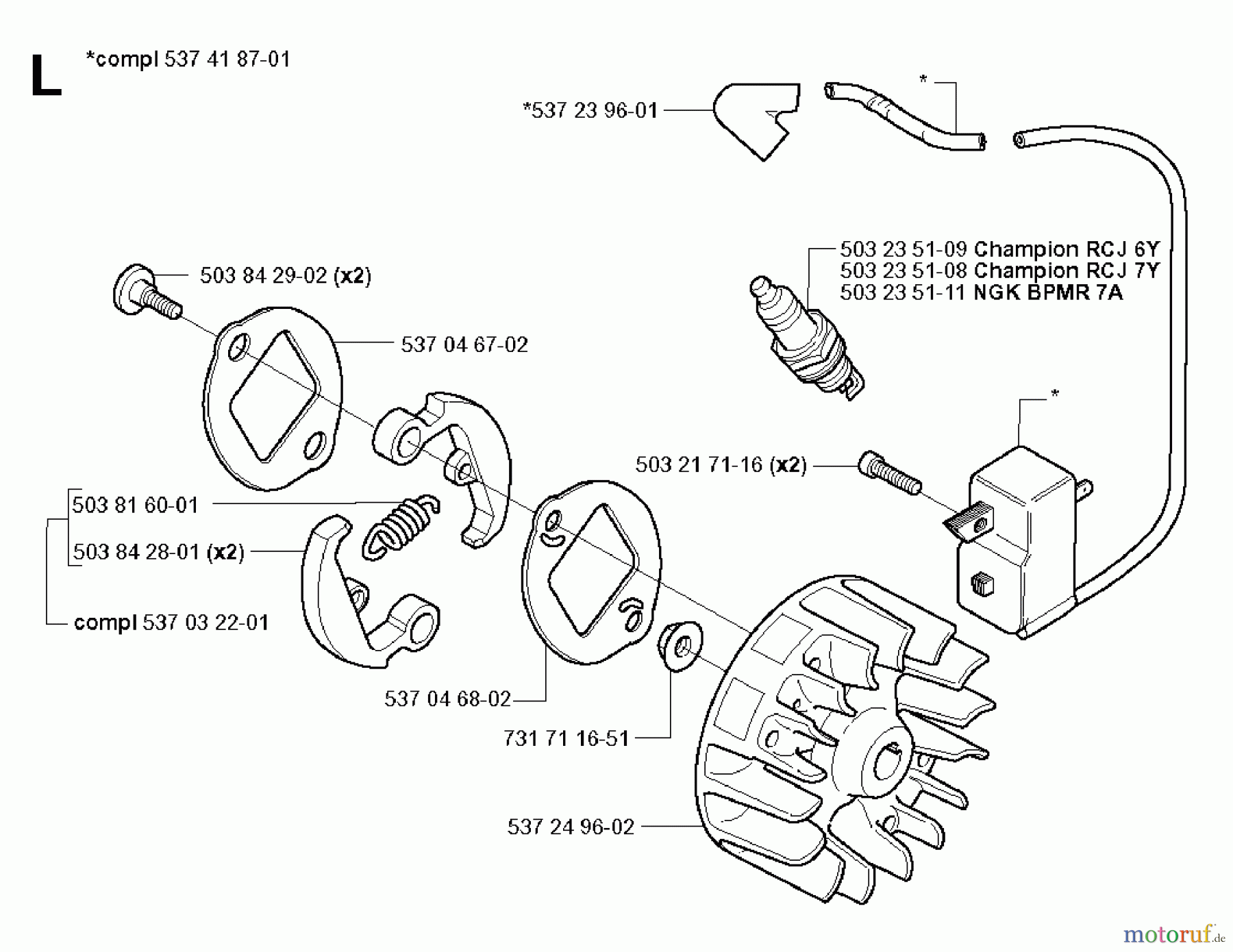 Jonsered Motorsensen, Trimmer GC2125C - Jonsered String/Brush Trimmer (2008-09) IGNITION SYSTEM CLUTCH
