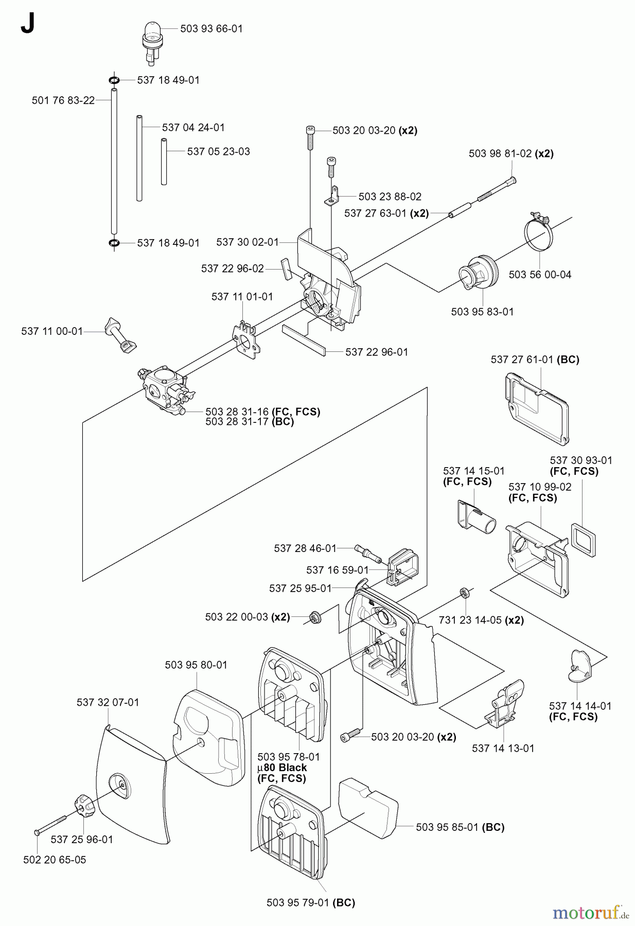 Jonsered Motorsensen, Trimmer BC2145 - Jonsered Brushcutter (2004-08) CARBURETOR AIR FILTER