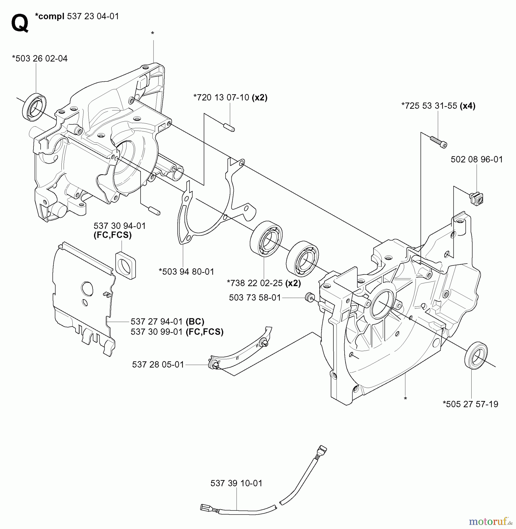 Jonsered Motorsensen, Trimmer BC2145 - Jonsered Brushcutter (2004-08) CRANKCASE