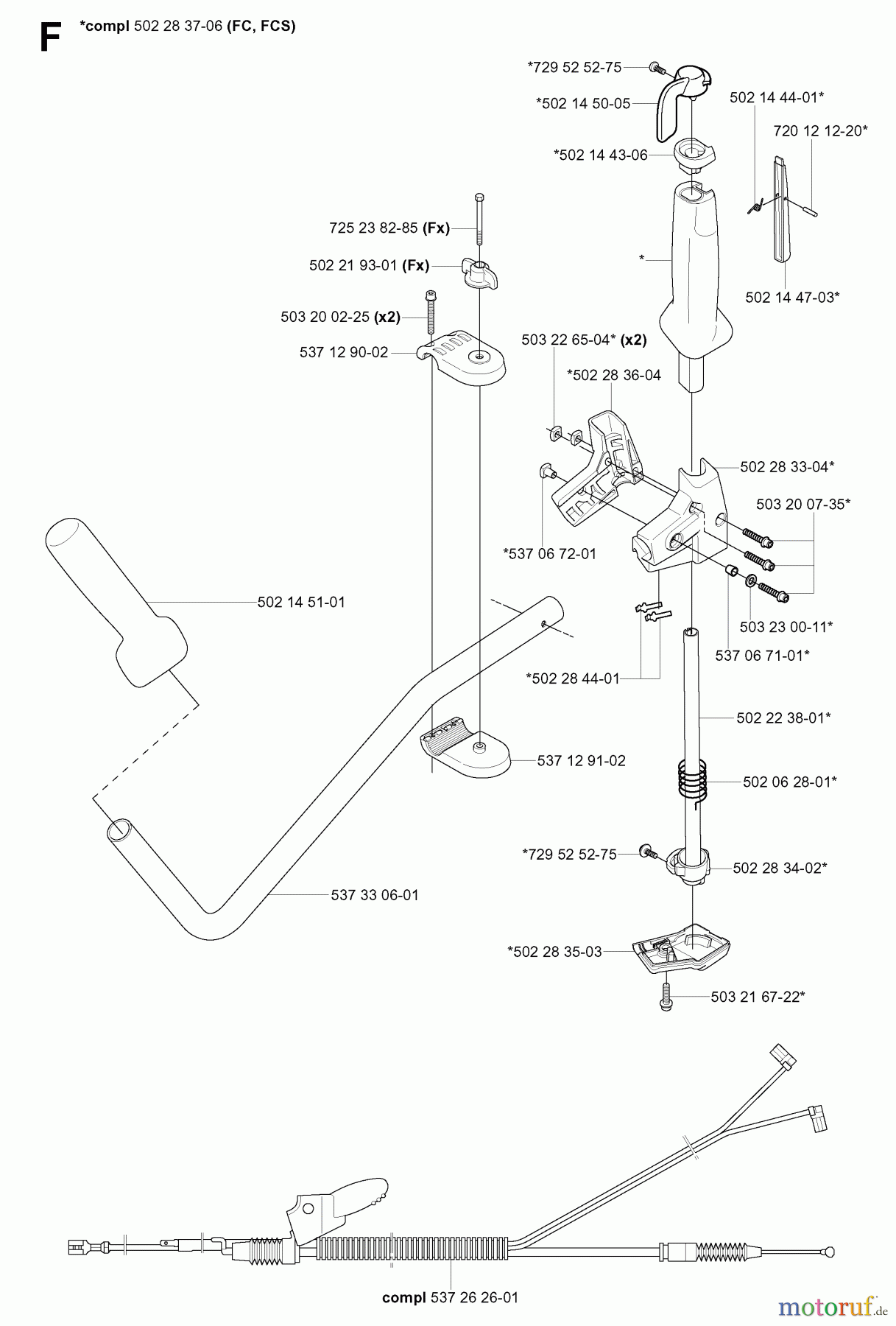 Jonsered Motorsensen, Trimmer BC2145 - Jonsered Brushcutter (2004-08) HANDLE CONTROLS #1
