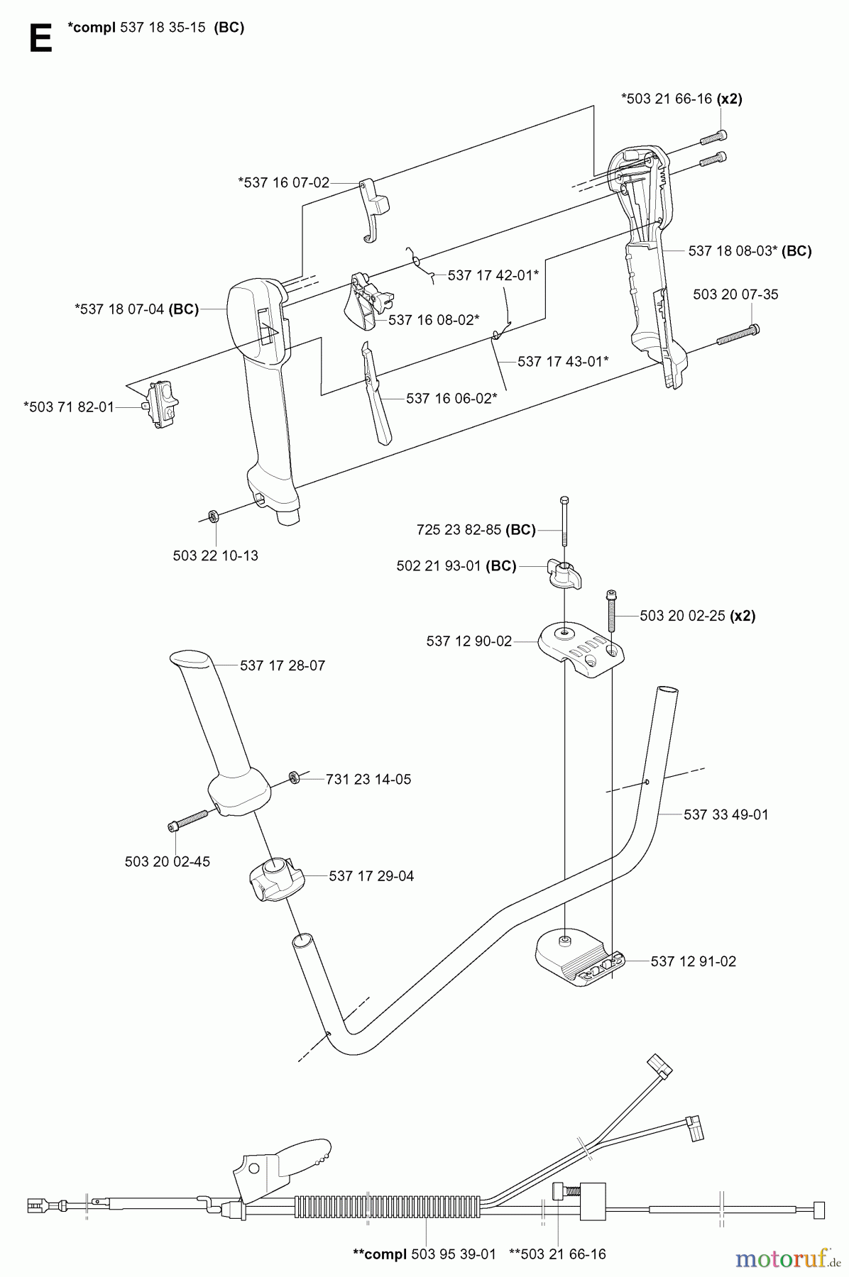 Jonsered Motorsensen, Trimmer BC2145 - Jonsered Brushcutter (2004-08) HANDLE CONTROLS #2