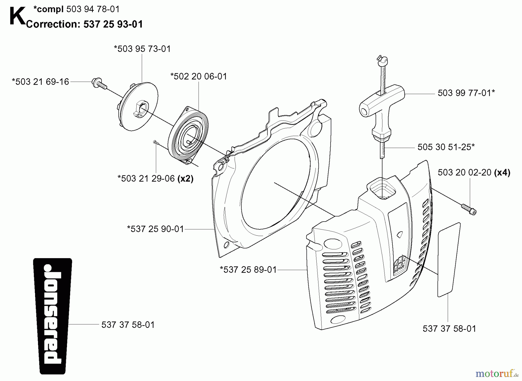 Jonsered Motorsensen, Trimmer BC2145 - Jonsered Brushcutter (2004-08) STARTER