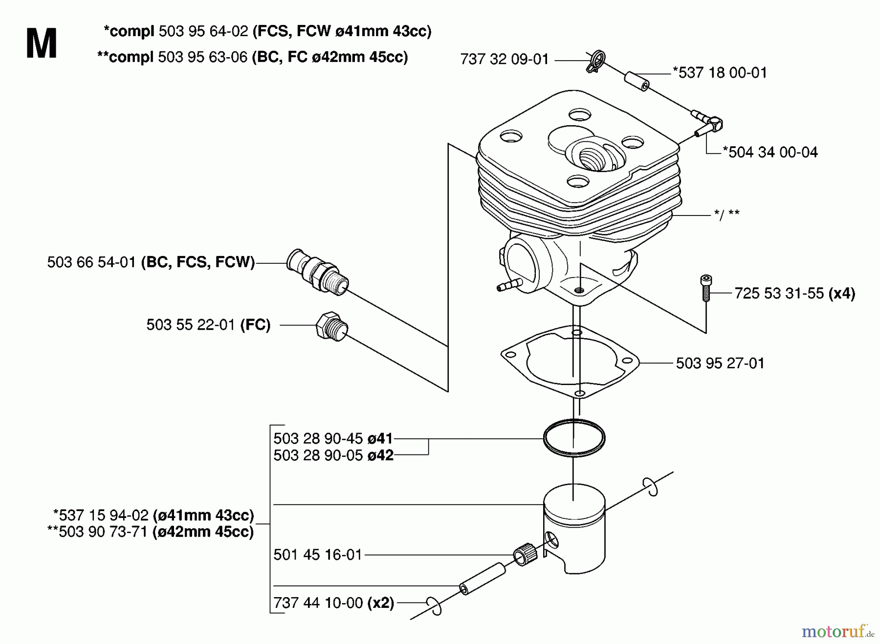 Jonsered Motorsensen, Trimmer BC2145 - Jonsered Brushcutter (2006-01) CYLINDER PISTON