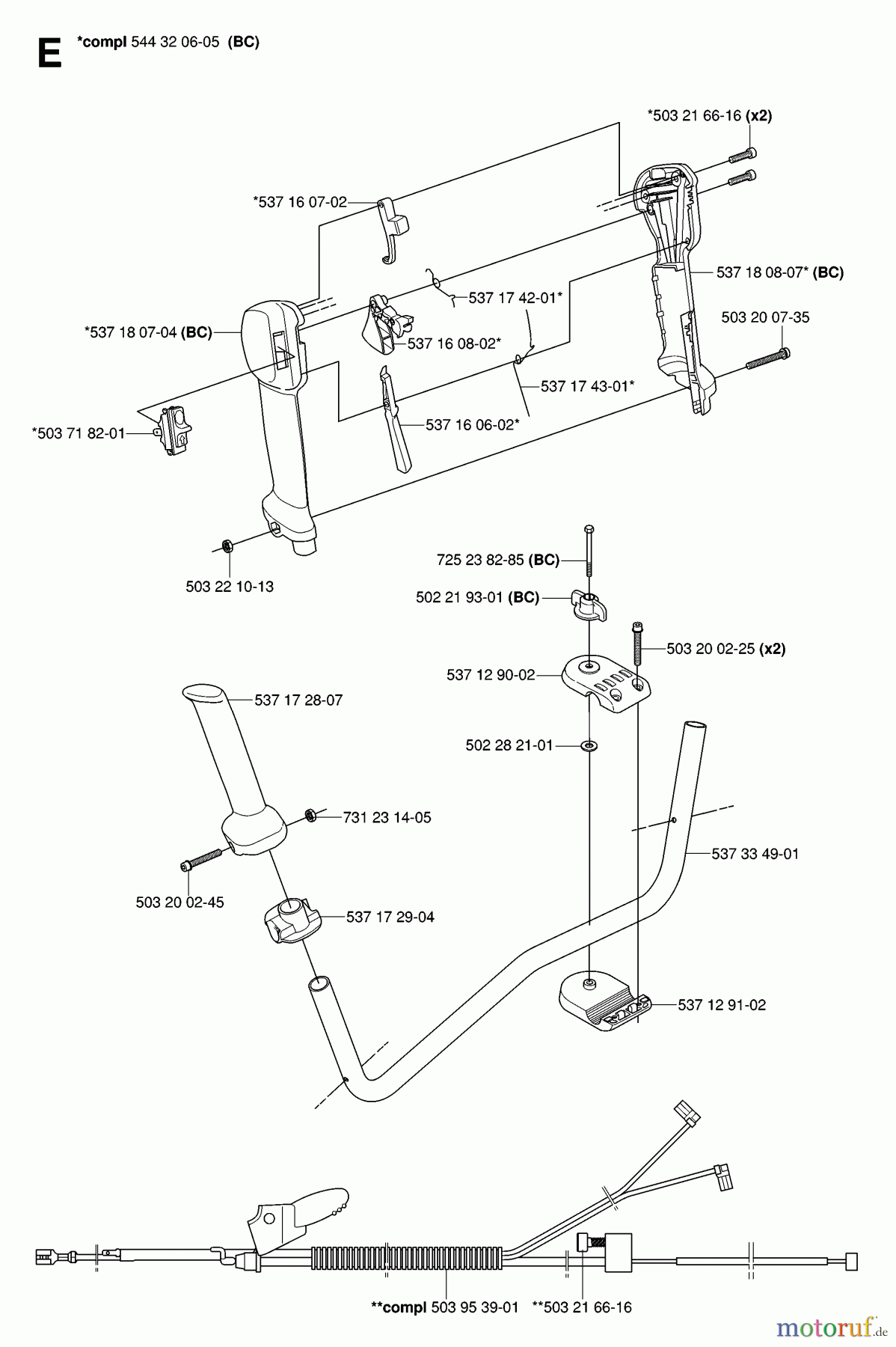 Jonsered Motorsensen, Trimmer BC2145 - Jonsered Brushcutter (2006-10) HANDLE CONTROLS #2