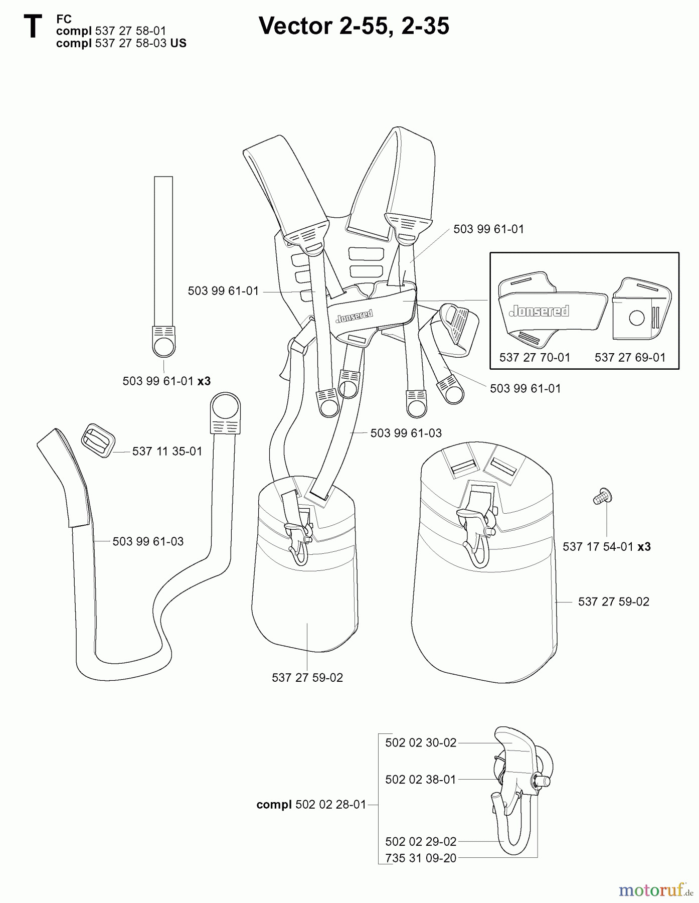 Jonsered Motorsensen, Trimmer BC2145 - Jonsered Brushcutter (2006-10) HARNESS #2