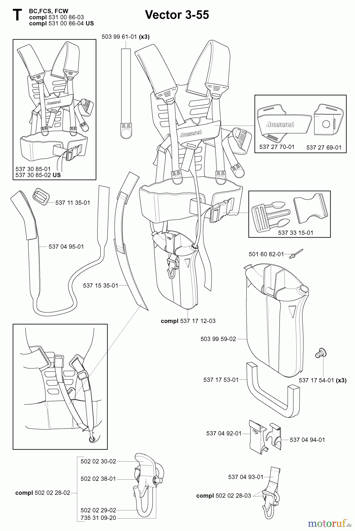 Jonsered Motorsensen, Trimmer BC2145 - Jonsered Brushcutter (2006-01) HARNESS #2