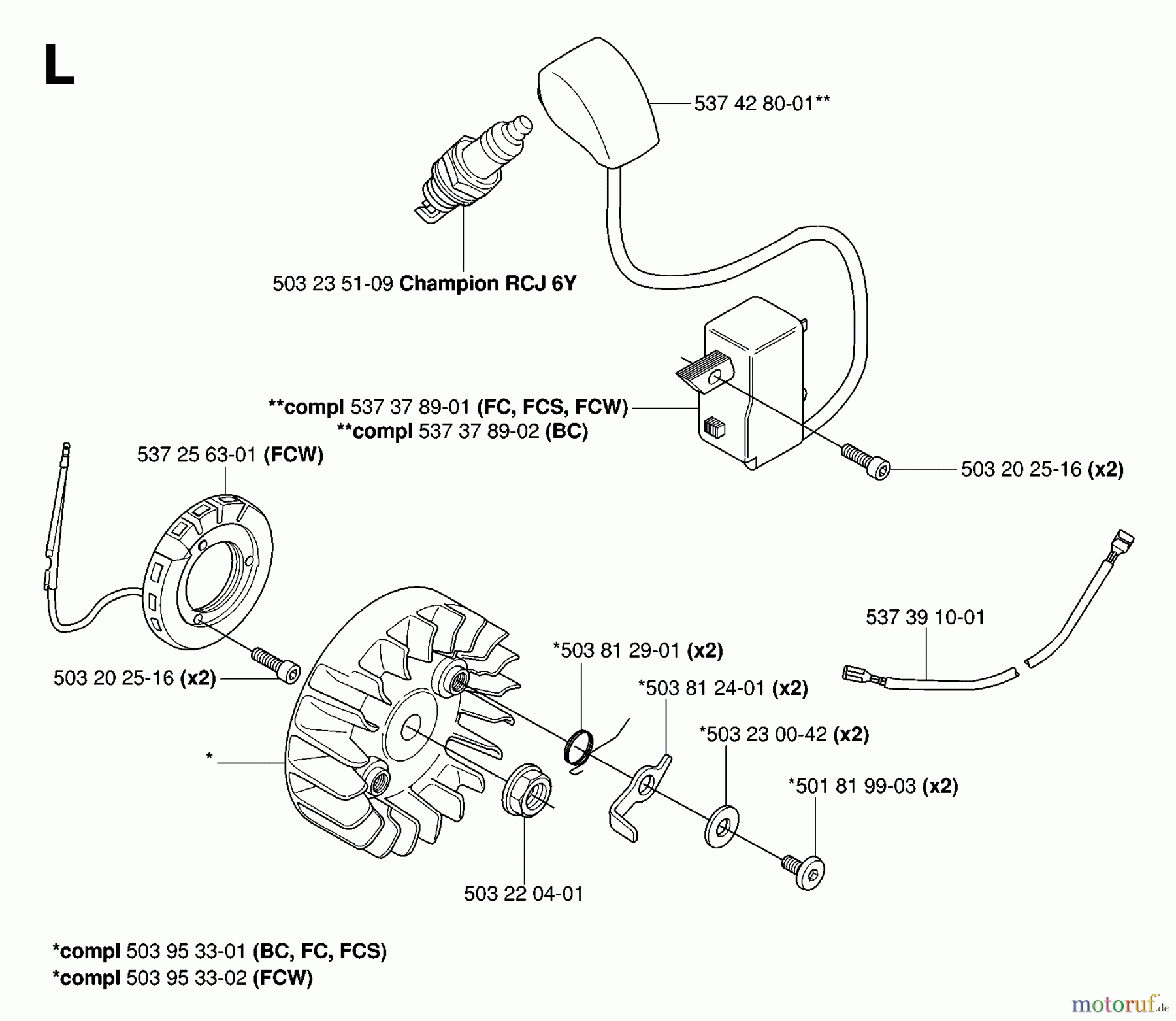 Jonsered Motorsensen, Trimmer BC2145 - Jonsered Brushcutter (2006-10) IGNITION SYSTEM