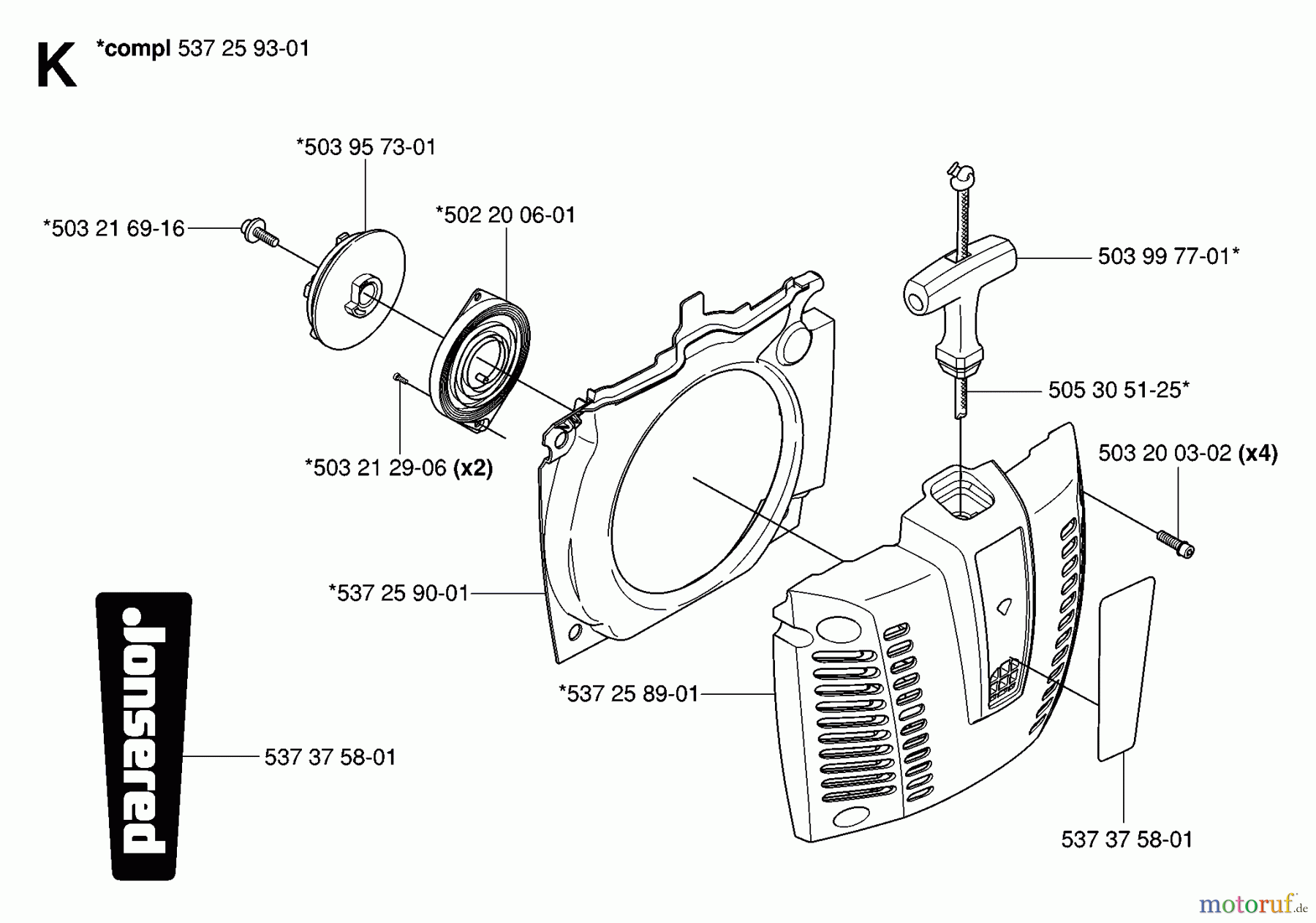 Jonsered Motorsensen, Trimmer BC2145 - Jonsered Brushcutter (2006-10) STARTER