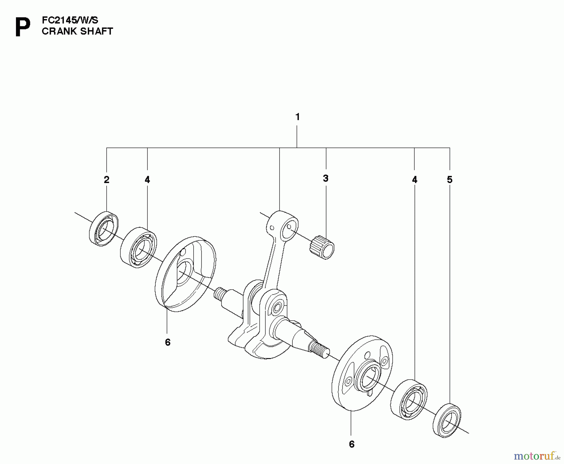 Jonsered Motorsensen, Trimmer FC2145W - Jonsered String/Brush Trimmer (2010-09) CRANKSHAFT