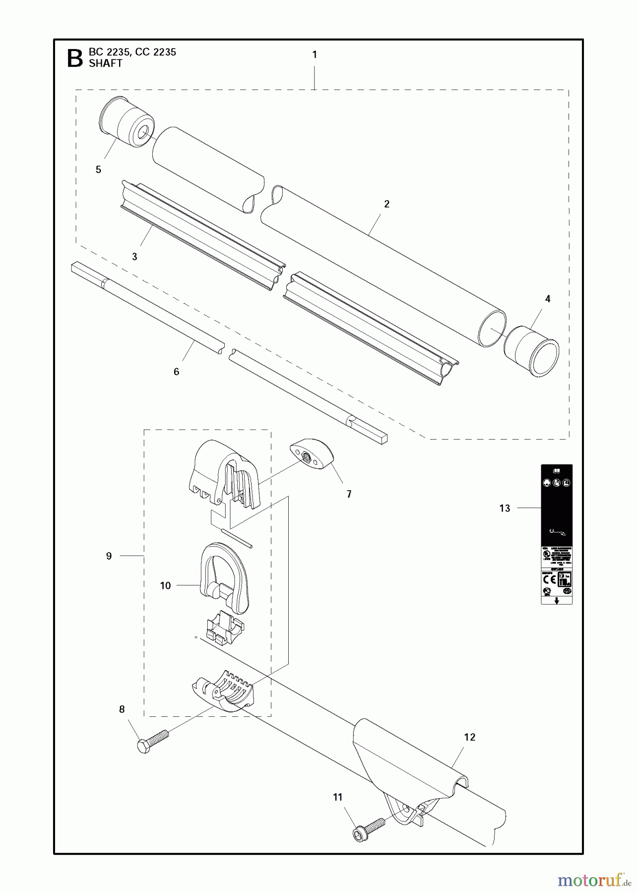 Jonsered Motorsensen, Trimmer BC2235 - Jonsered Brushcutter (2011-02) SHAFT