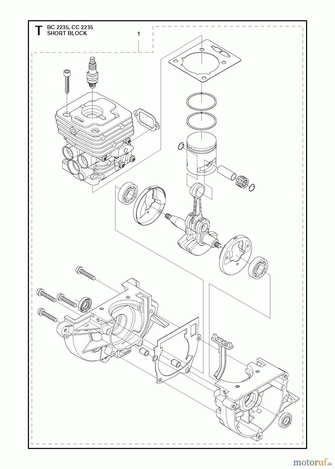Jonsered Motorsensen, Trimmer BC2235 - Jonsered Brushcutter (2011-02) SHORT BLOCK
