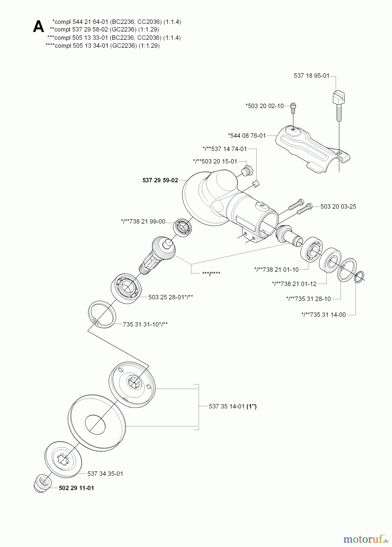 Jonsered Motorsensen, Trimmer CC2236 - Jonsered String/Brush Trimmer (2008-09) BEVEL GEAR