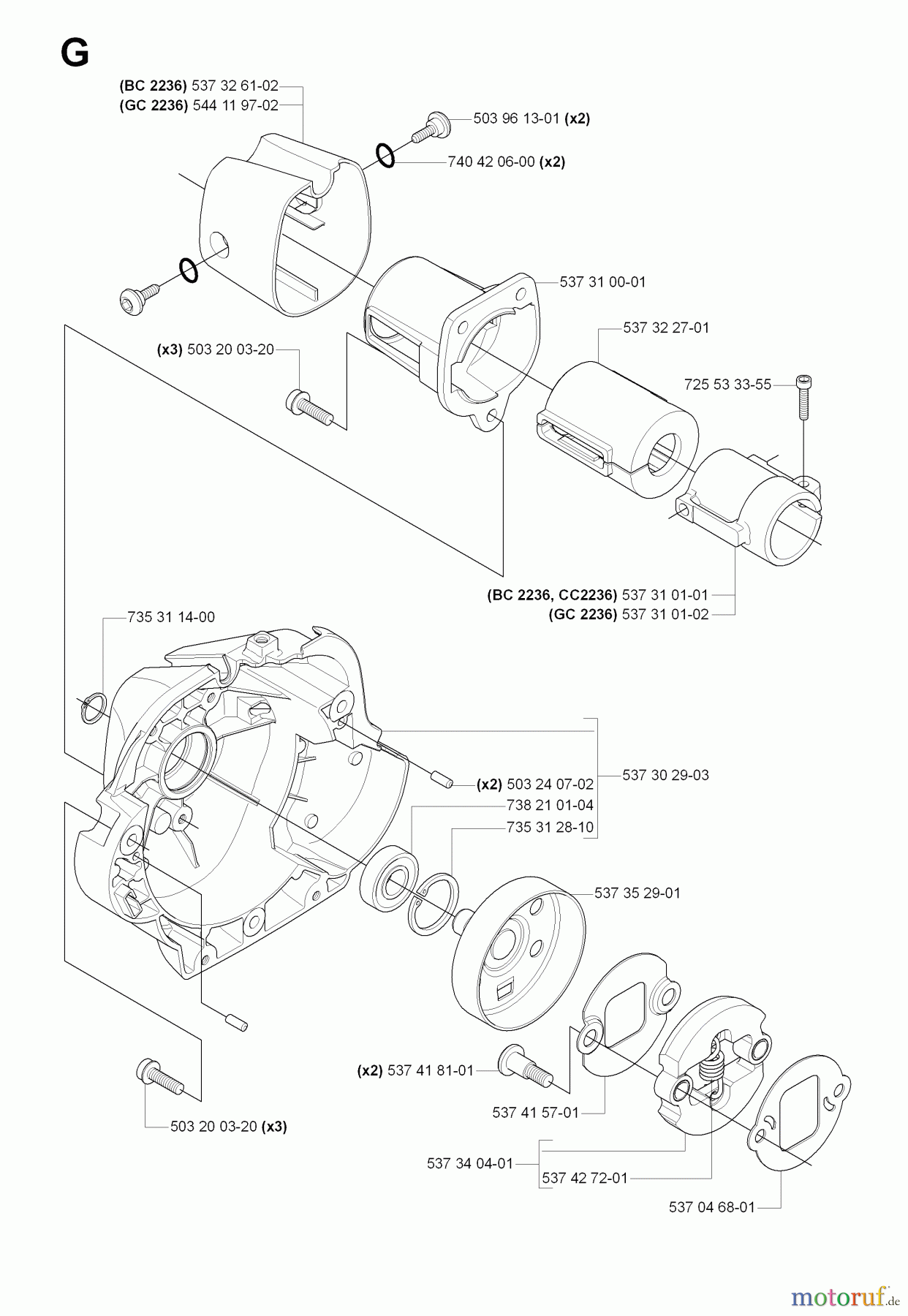 Jonsered Motorsensen, Trimmer BC2236 - Jonsered Brushcutter (2008-09) CLUTCH COVER