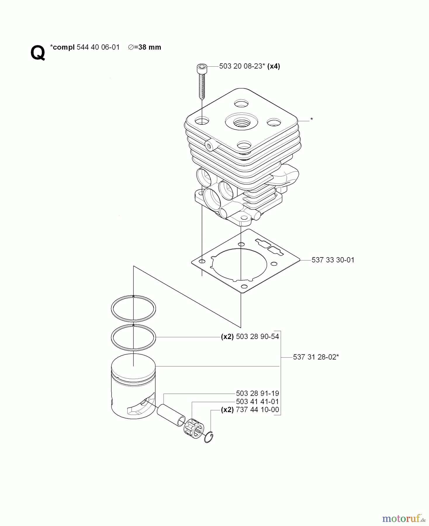 Jonsered Motorsensen, Trimmer CC2236 - Jonsered String/Brush Trimmer (2008-09) CYLINDER PISTON
