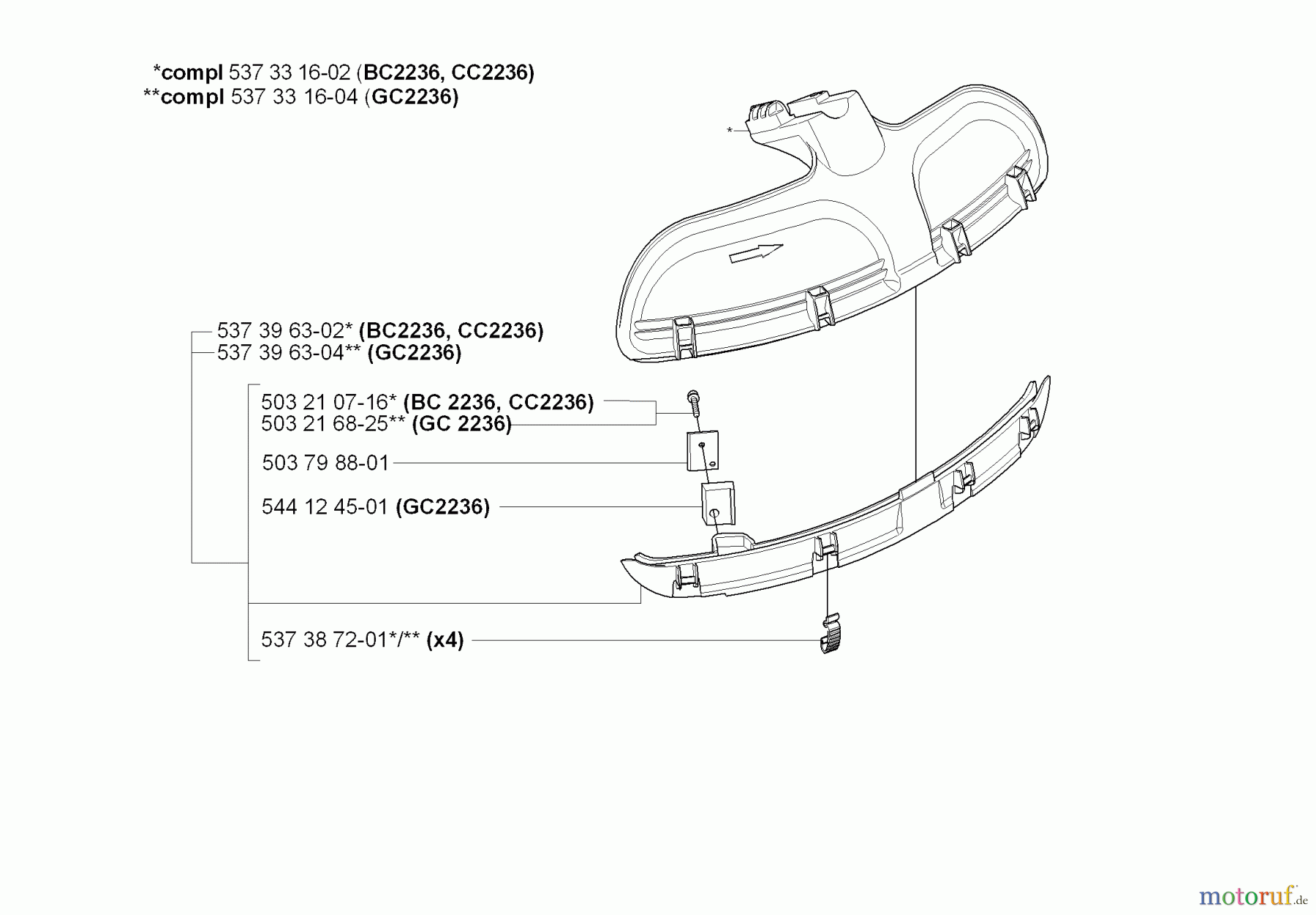 Jonsered Motorsensen, Trimmer BC2236 - Jonsered Brushcutter (2008-09) GUARDS #1
