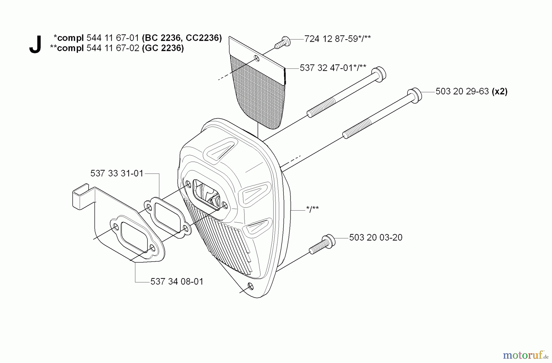Jonsered Motorsensen, Trimmer CC2236 - Jonsered String/Brush Trimmer (2008-09) MUFFLER