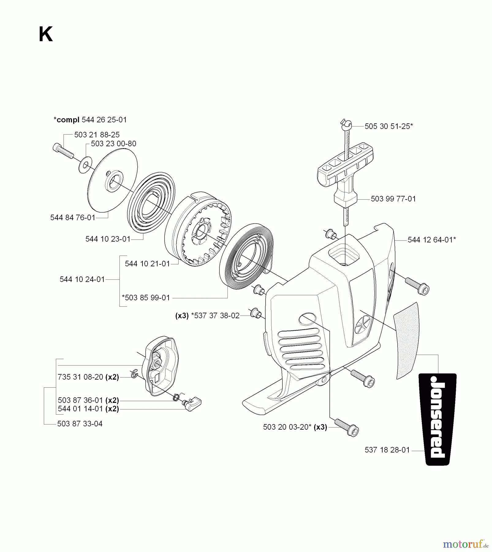 Jonsered Motorsensen, Trimmer CC2236 - Jonsered String/Brush Trimmer (2008-09) STARTER #1