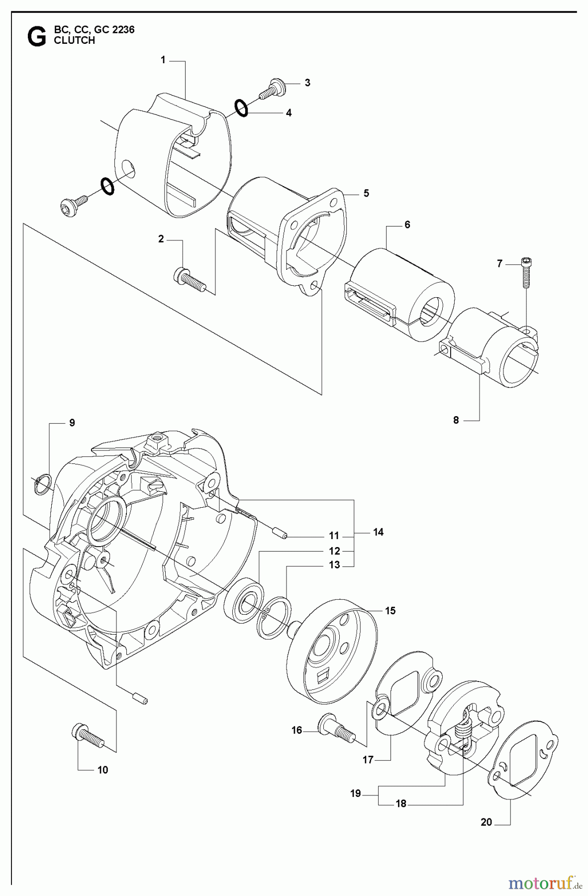  Jonsered Motorsensen, Trimmer GC2236 - Jonsered String/Brush Trimmer (2010-11) CLUTCH