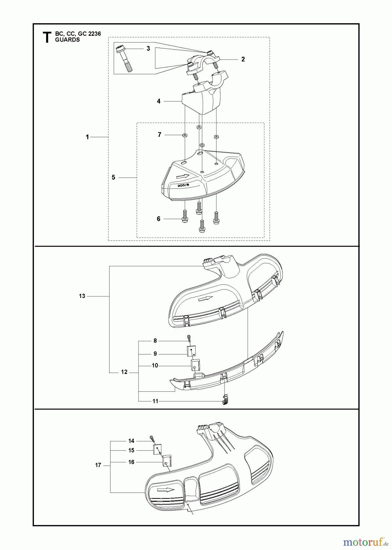 Jonsered Motorsensen, Trimmer CC2236 - Jonsered String/Brush Trimmer (2010-11) GUARDS
