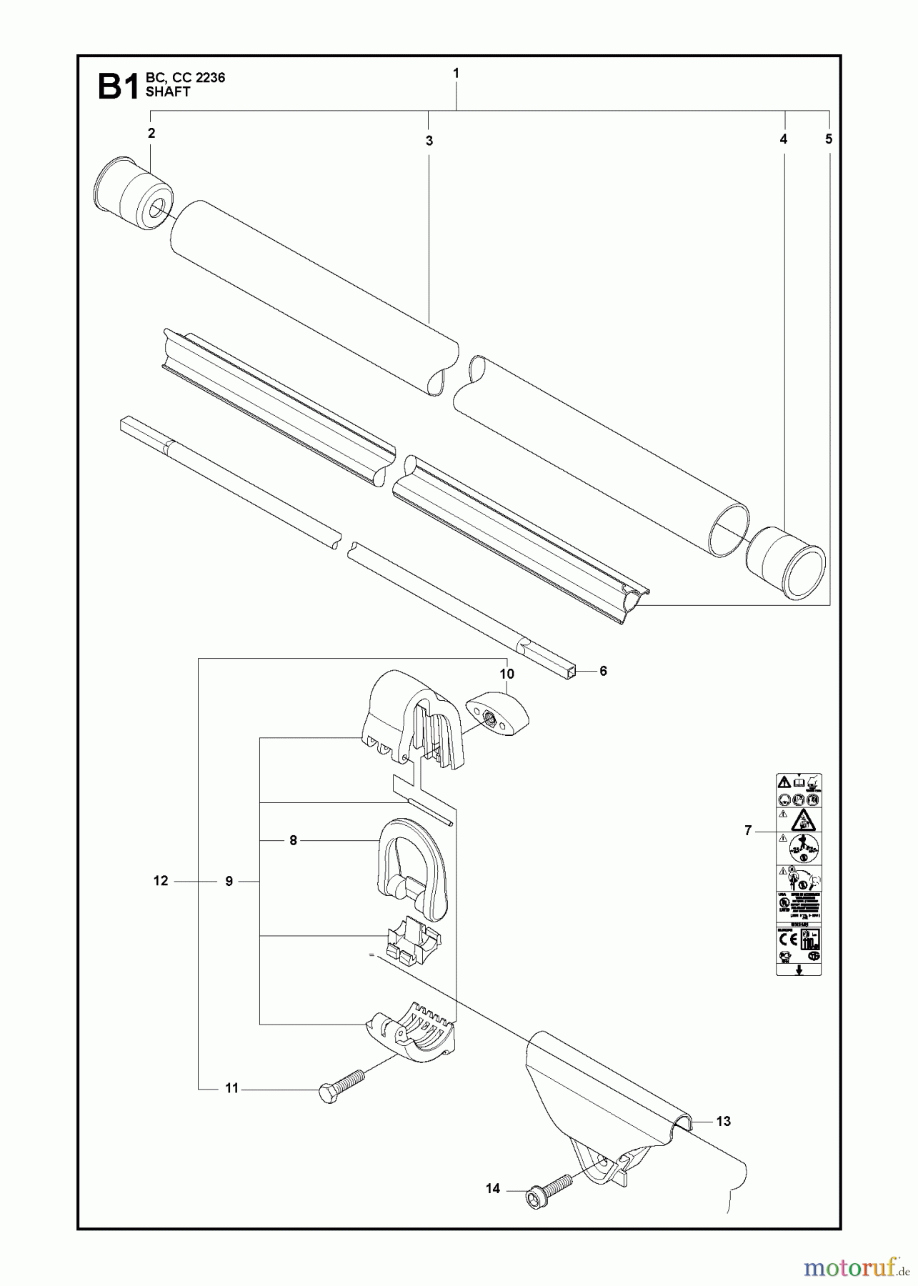 Jonsered Motorsensen, Trimmer CC2236 - Jonsered String/Brush Trimmer (2010-11) SHAFT