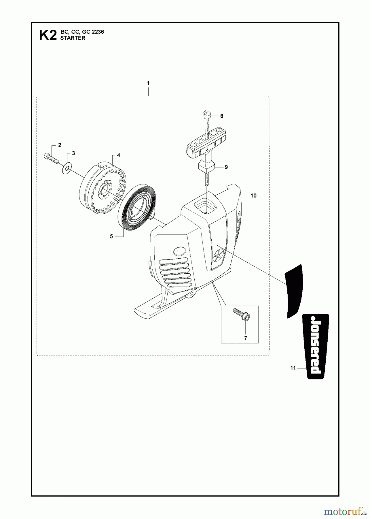Jonsered Motorsensen, Trimmer GC2236 - Jonsered String/Brush Trimmer (2010-11) STARTER #2